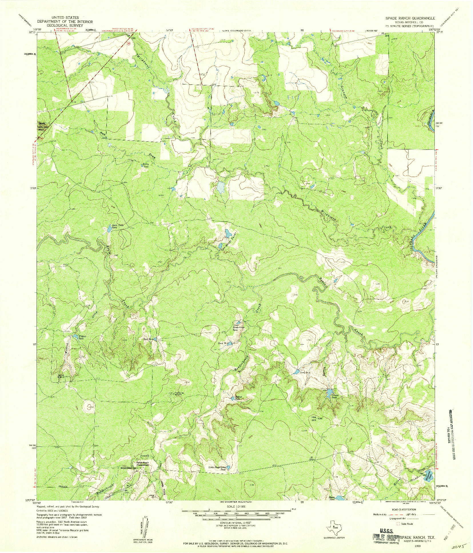 USGS 1:24000-SCALE QUADRANGLE FOR SPADE RANCH, TX 1959