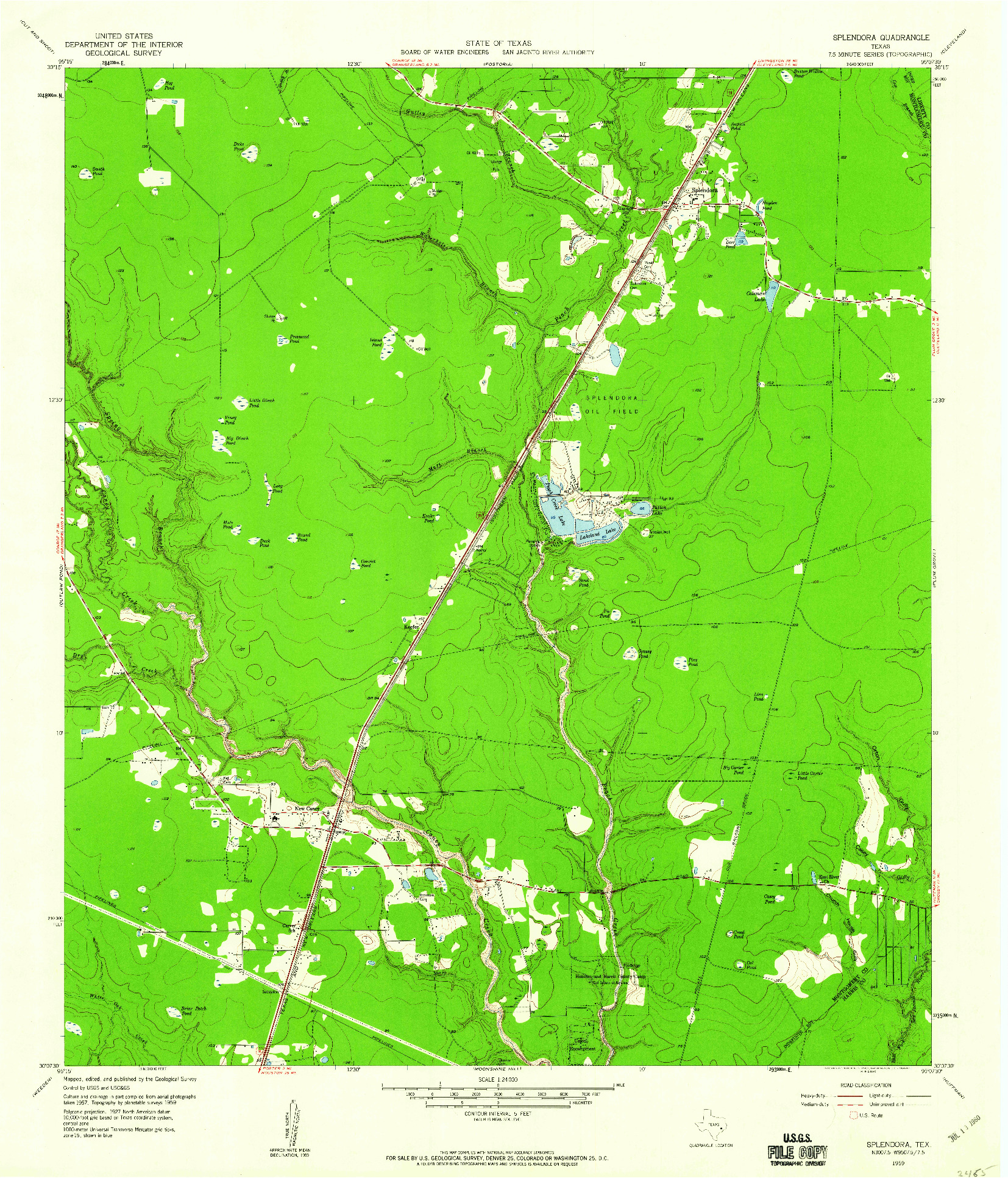 USGS 1:24000-SCALE QUADRANGLE FOR SPLENDORA, TX 1959