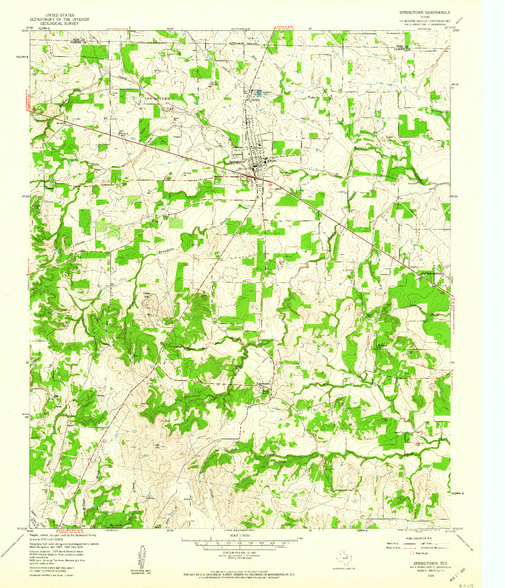 USGS 1:24000-SCALE QUADRANGLE FOR SPRINGTOWN, TX 1958