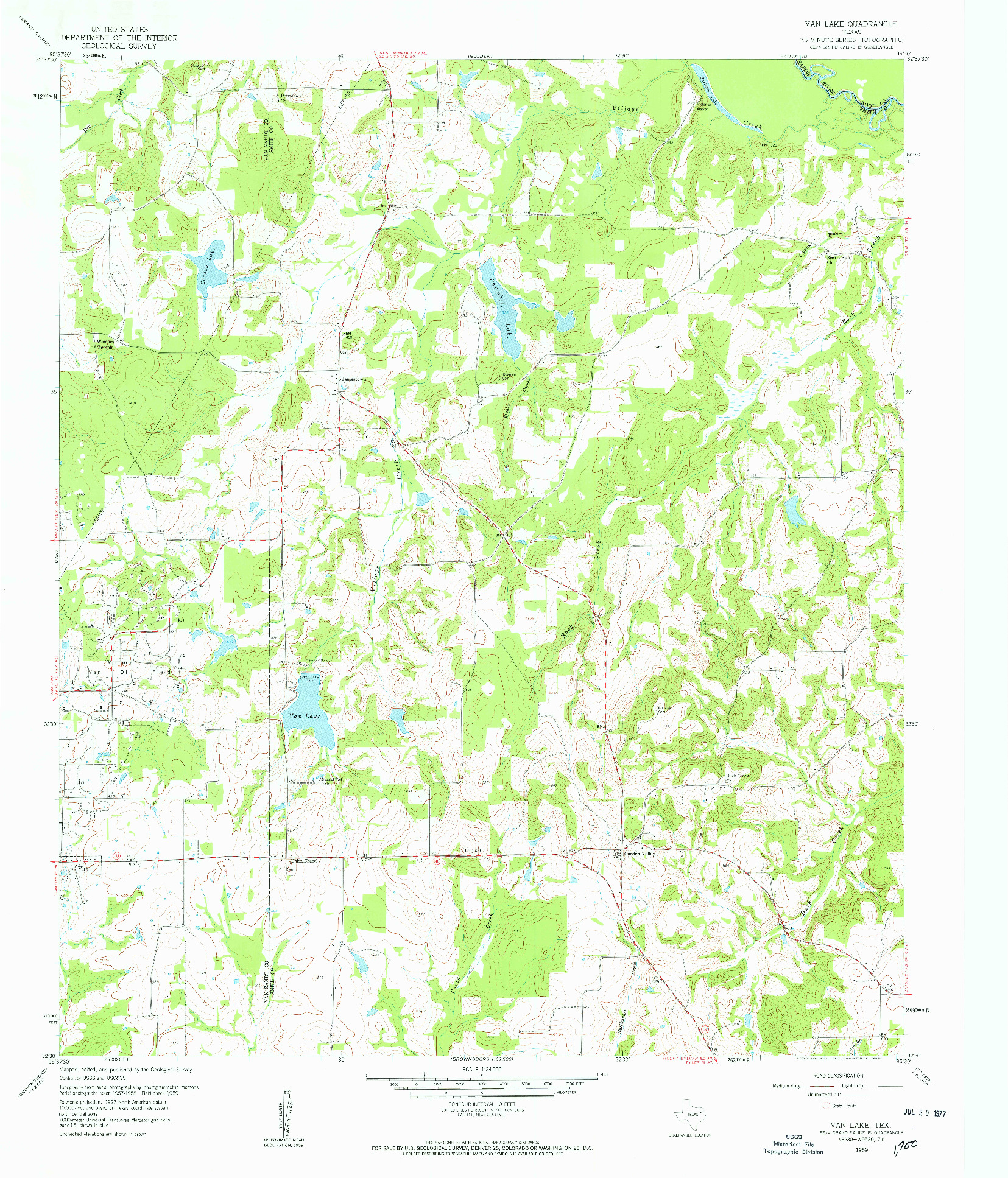 USGS 1:24000-SCALE QUADRANGLE FOR VAN LAKE, TX 1959