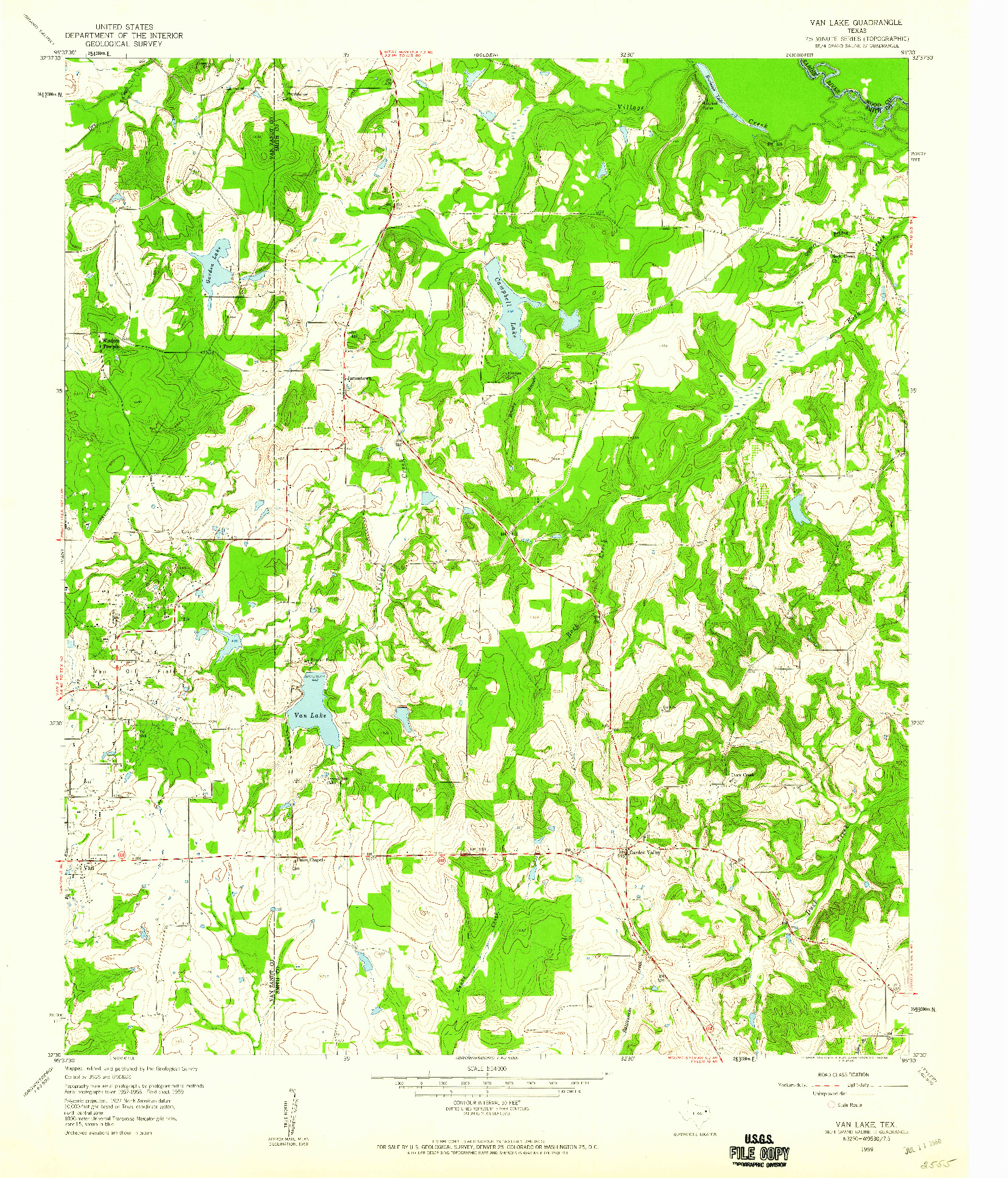 USGS 1:24000-SCALE QUADRANGLE FOR VAN LAKE, TX 1959