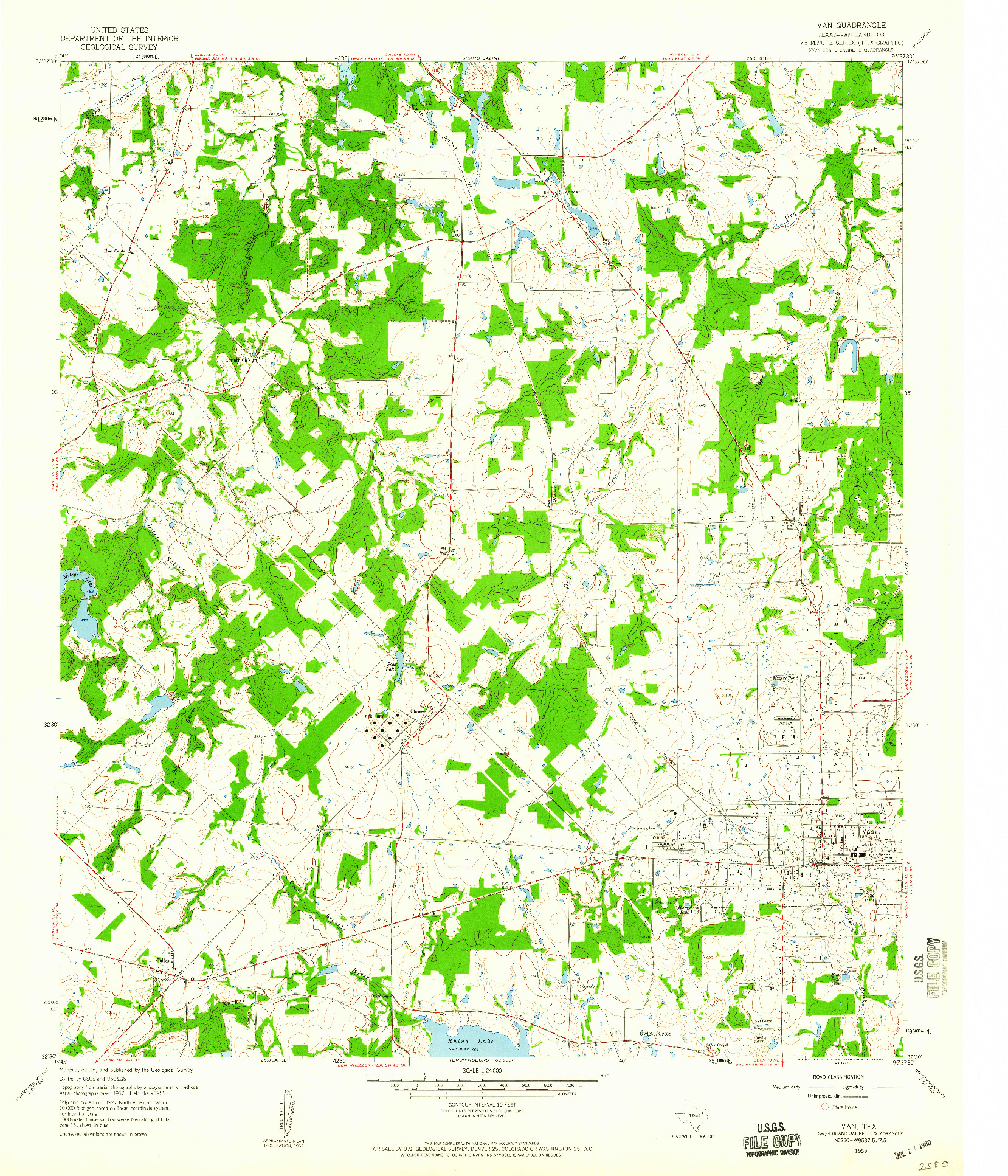 USGS 1:24000-SCALE QUADRANGLE FOR VAN, TX 1959