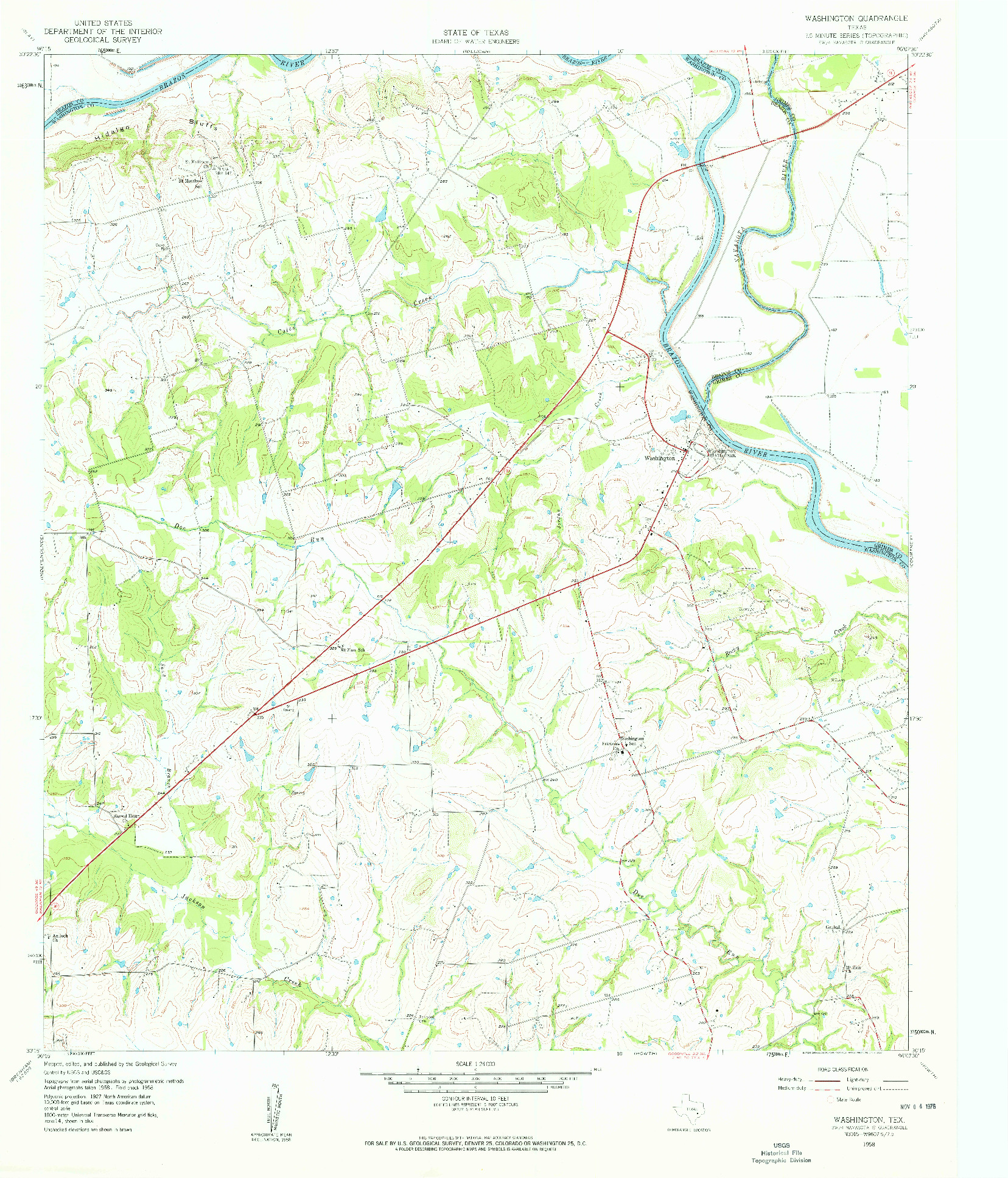 USGS 1:24000-SCALE QUADRANGLE FOR WASHINGTON, TX 1958