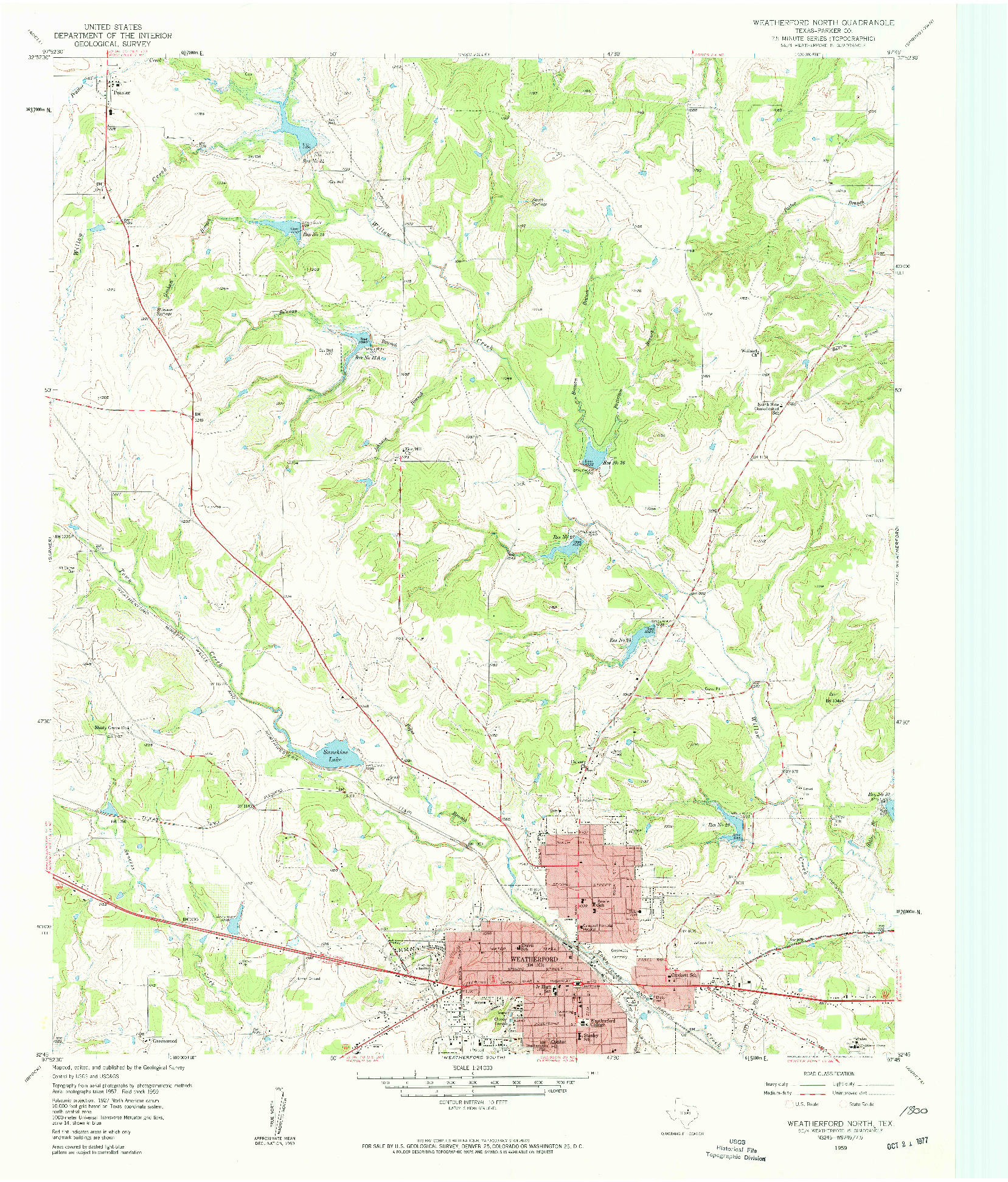 USGS 1:24000-SCALE QUADRANGLE FOR WEATHERFORD NORTH, TX 1959