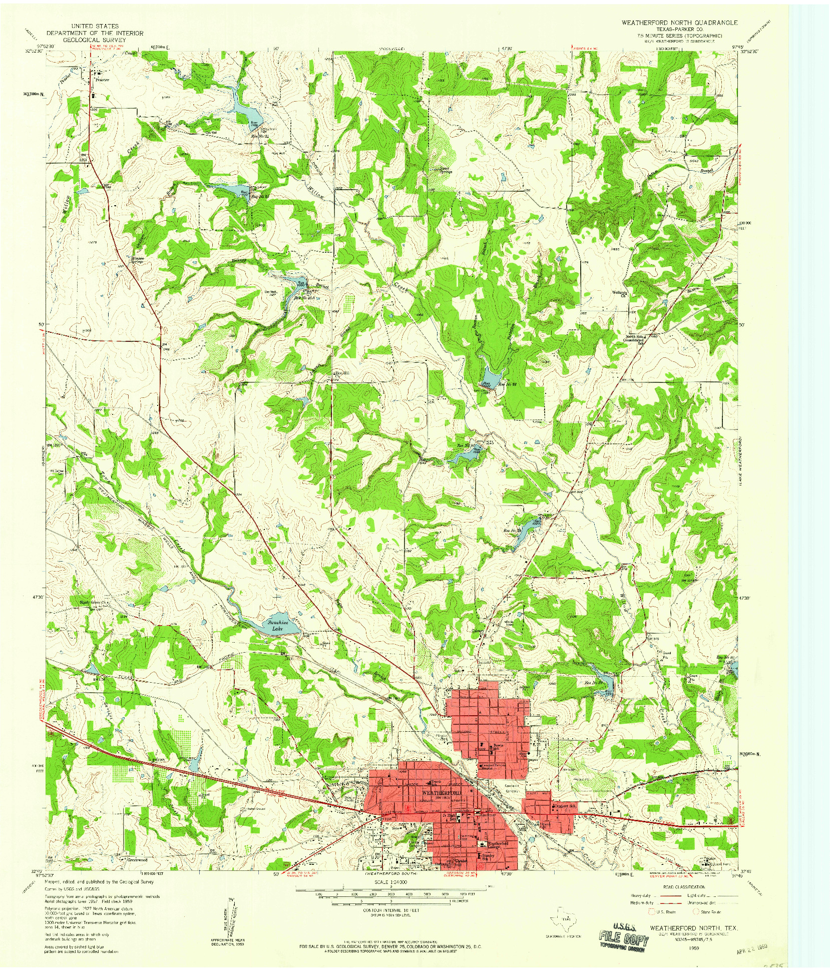 USGS 1:24000-SCALE QUADRANGLE FOR WEATHERFORD NORTH, TX 1959