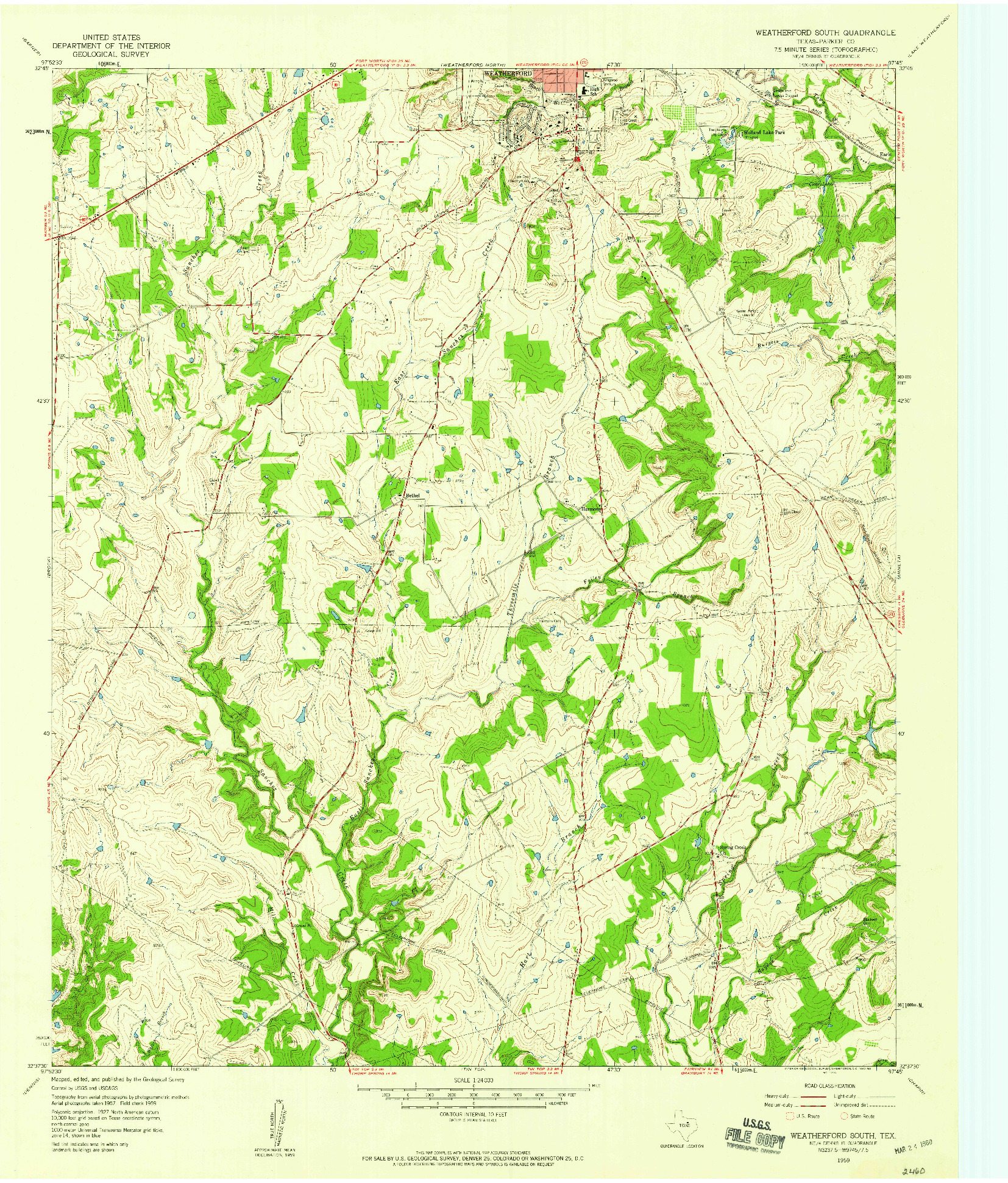 USGS 1:24000-SCALE QUADRANGLE FOR WEATHERFORD SOUTH, TX 1959