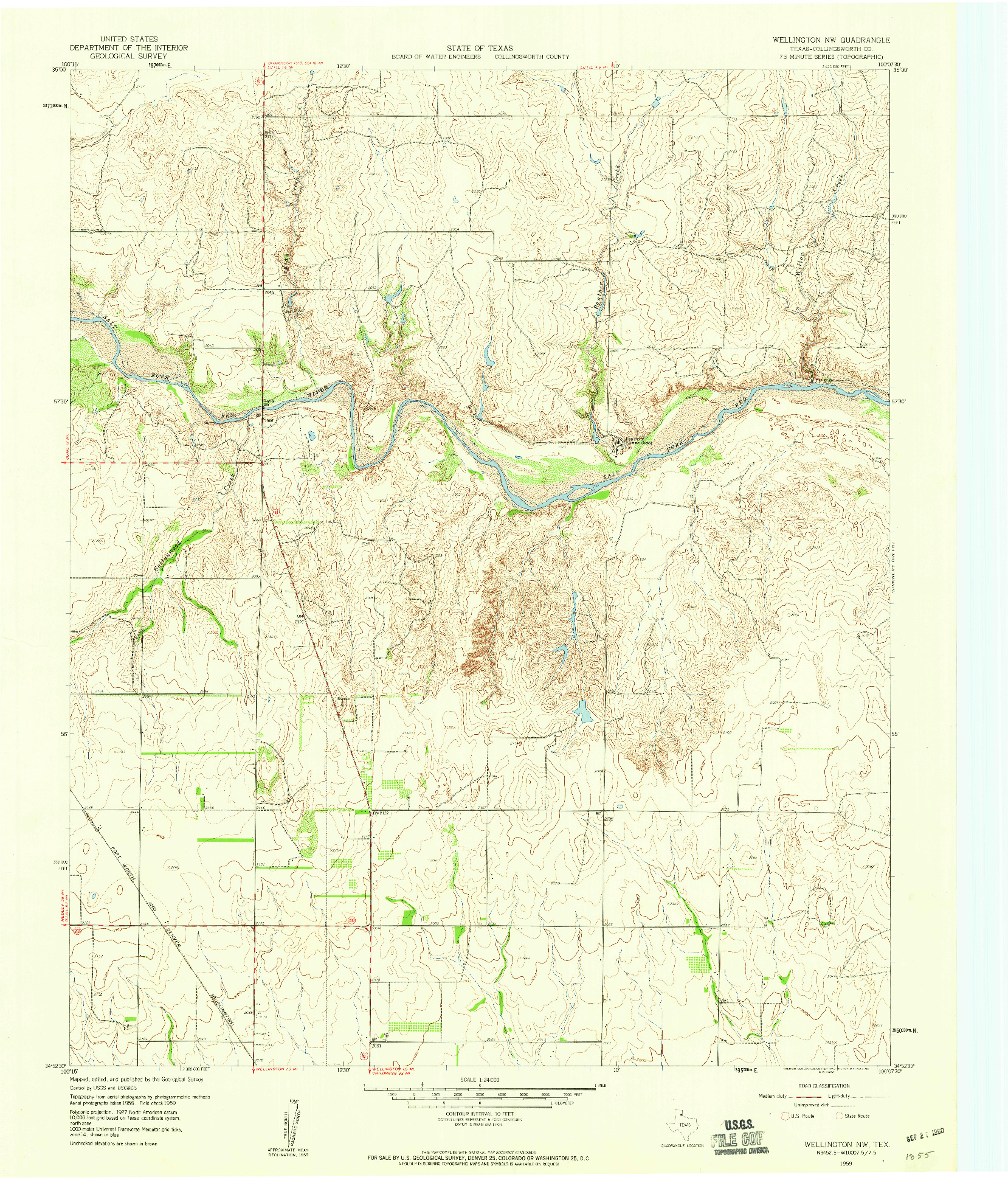 USGS 1:24000-SCALE QUADRANGLE FOR WELLINGTON NW, TX 1959