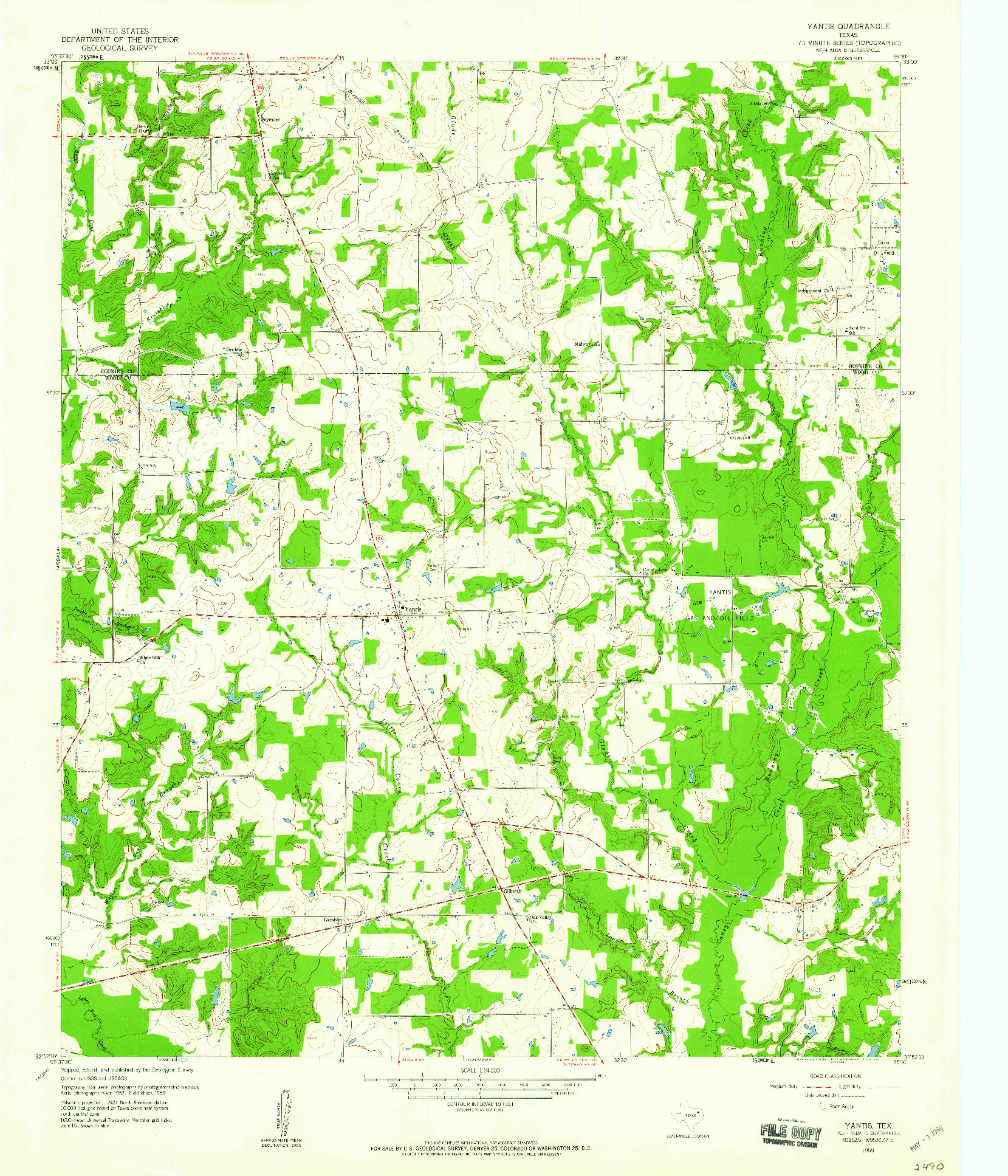 USGS 1:24000-SCALE QUADRANGLE FOR YANTIS, TX 1959