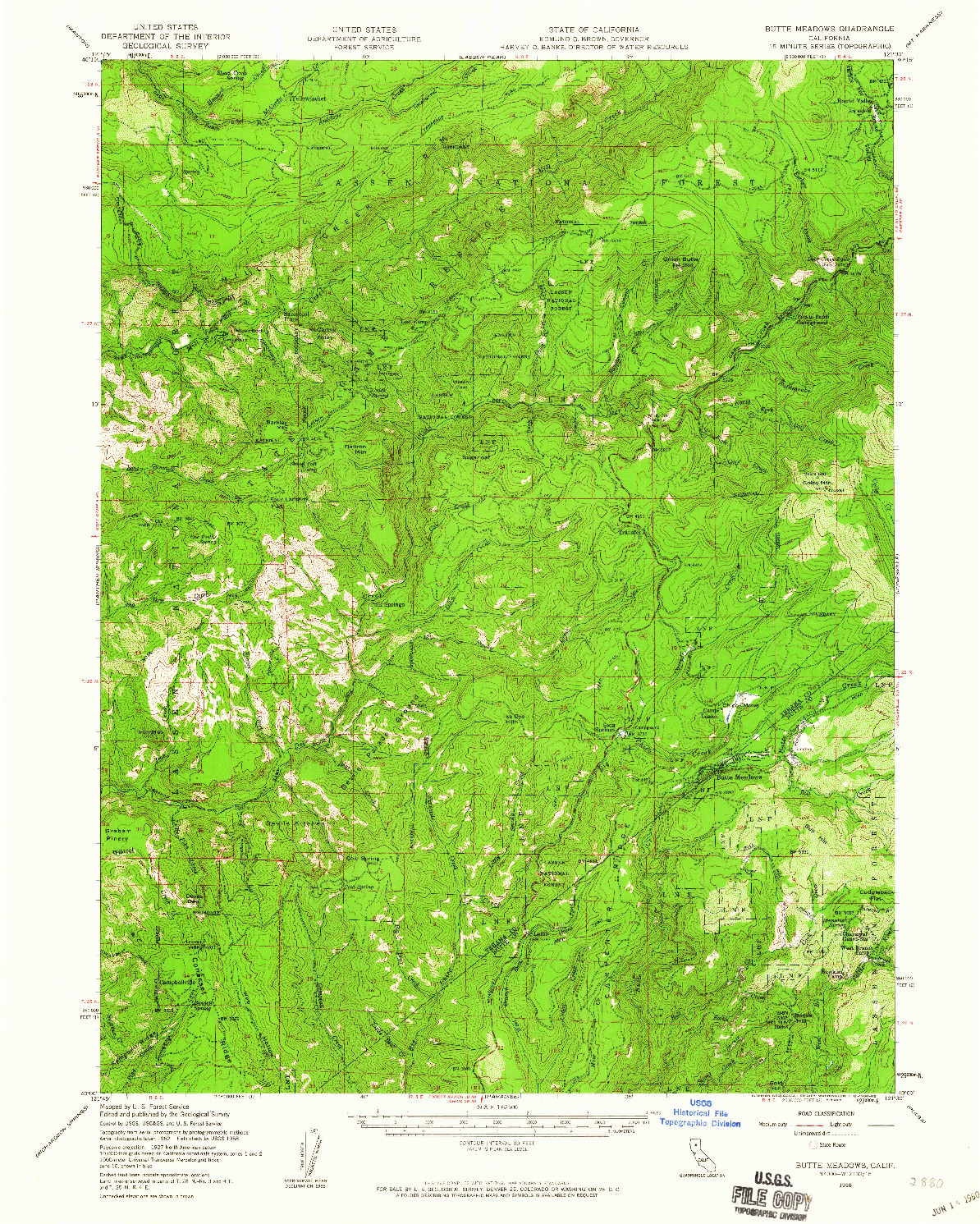 USGS 1:62500-SCALE QUADRANGLE FOR BUTTE MEADOWS, CA 1958