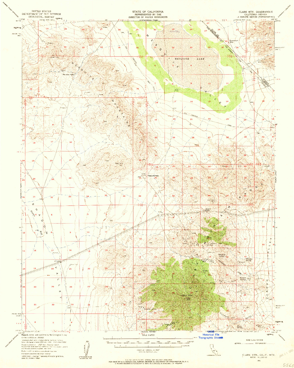 USGS 1:62500-SCALE QUADRANGLE FOR CLARK MOUNTAIN, CA 1956