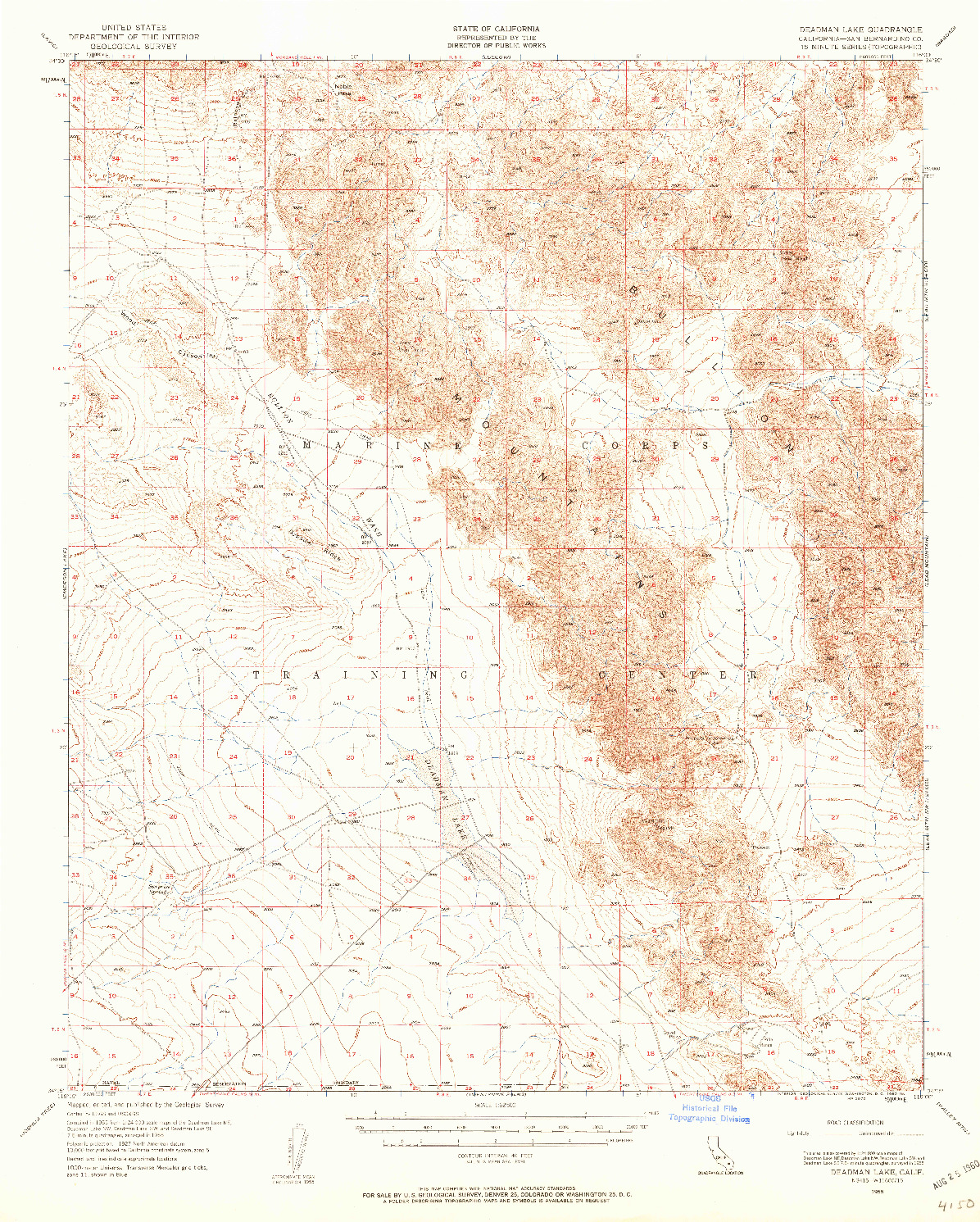 USGS 1:62500-SCALE QUADRANGLE FOR DEADMAN LAKE, CA 1955