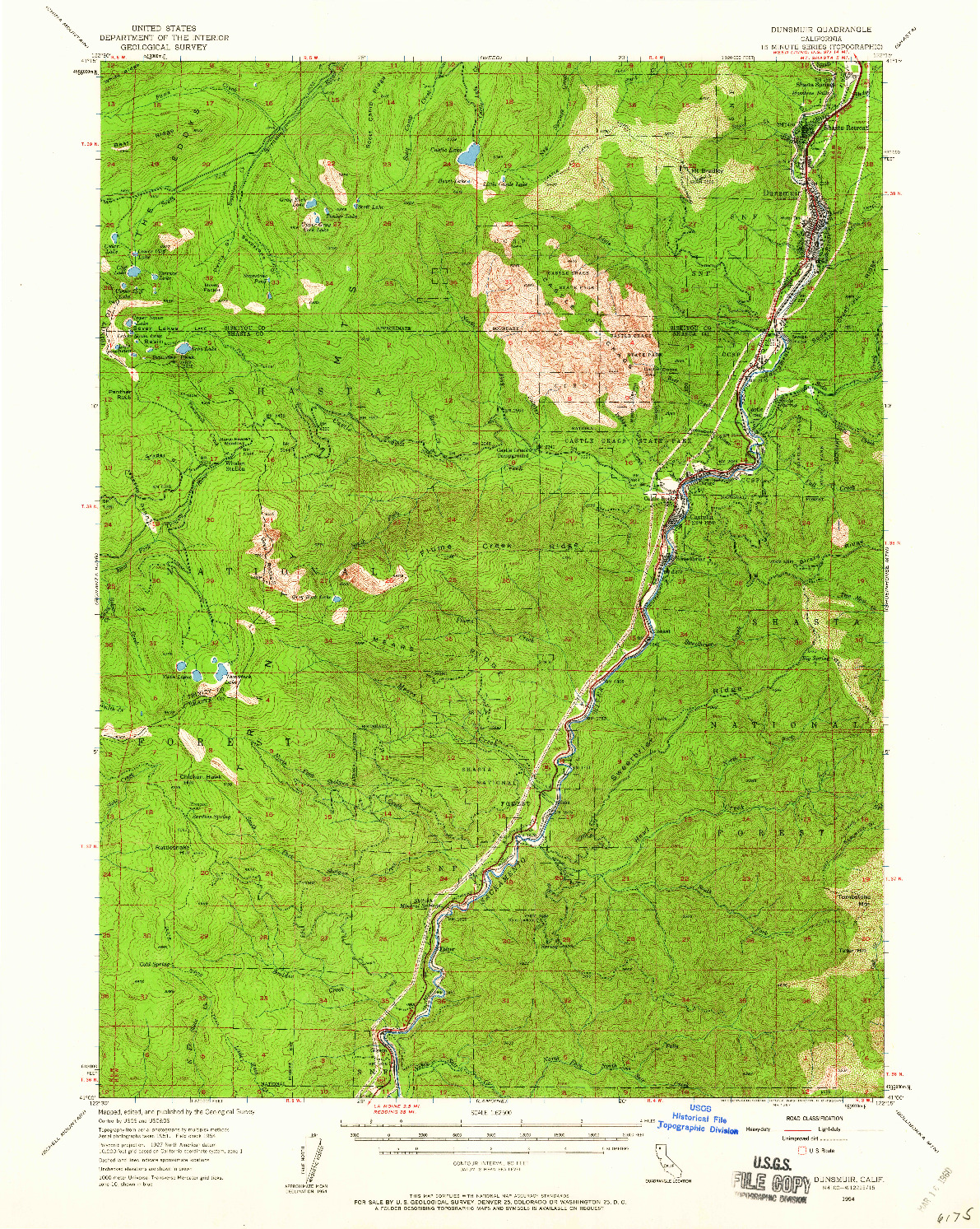 USGS 1:62500-SCALE QUADRANGLE FOR DUNSMUIR, CA 1954