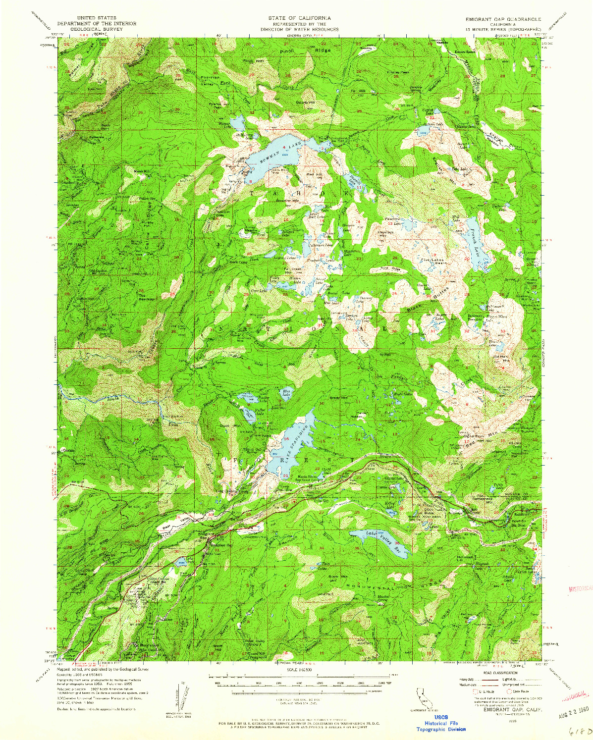 USGS 1:62500-SCALE QUADRANGLE FOR EMIGRANT GAP, CA 1955