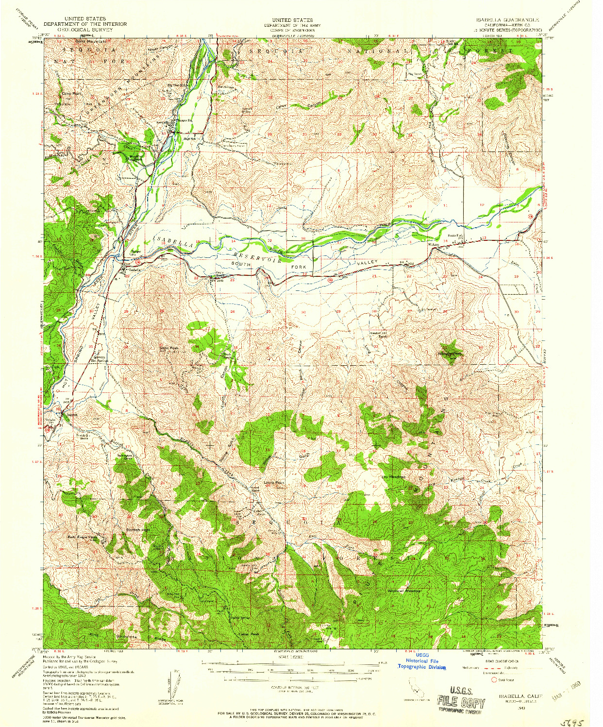 USGS 1:62500-SCALE QUADRANGLE FOR ISABELLA, CA 1943