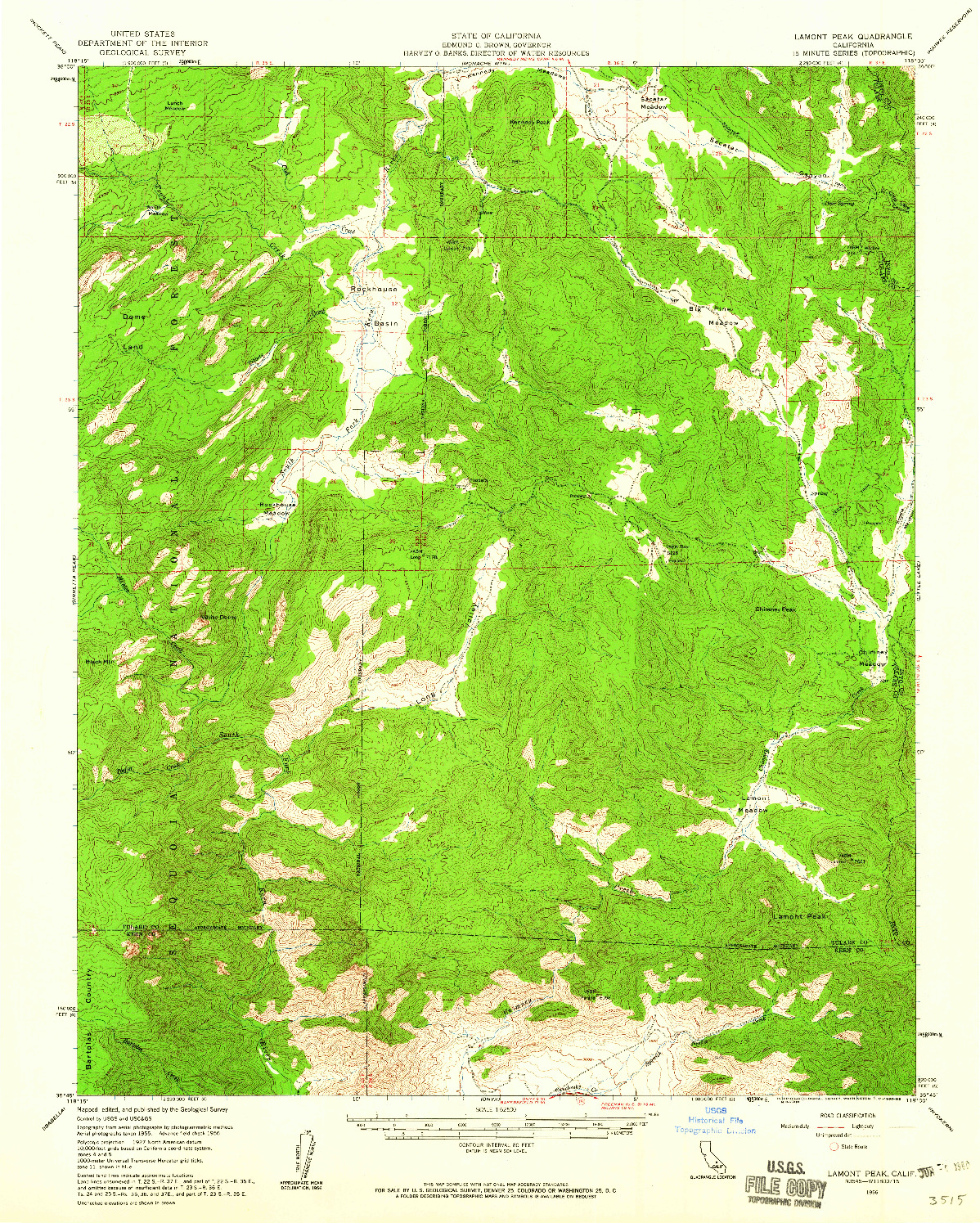 USGS 1:62500-SCALE QUADRANGLE FOR LAMONT PEAK, CA 1956