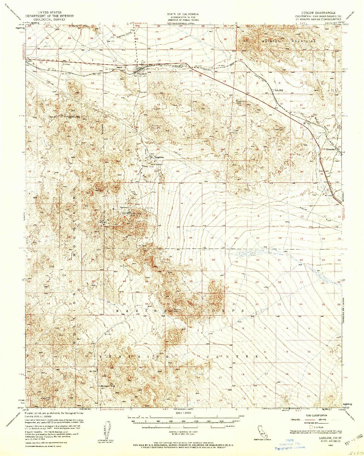 USGS 1:62500-SCALE QUADRANGLE FOR LUDLOW, CA 1955