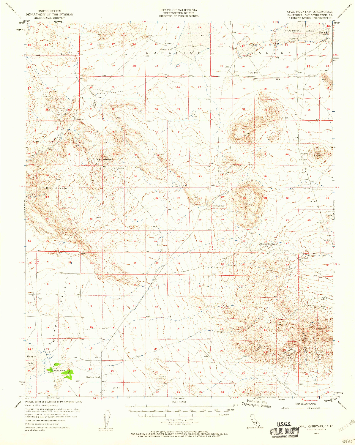 USGS 1:62500-SCALE QUADRANGLE FOR OPAL MOUNTAIN, CA 1955