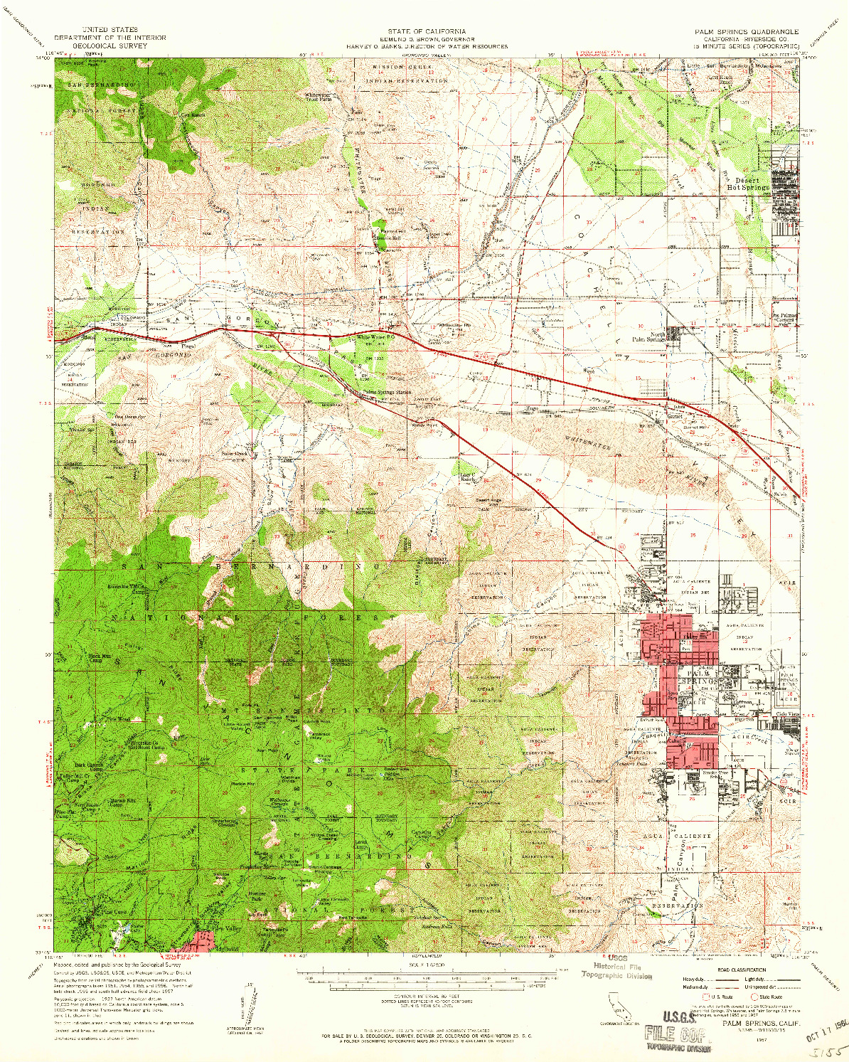 USGS 1:62500-SCALE QUADRANGLE FOR PALM SPRINGS, CA 1957