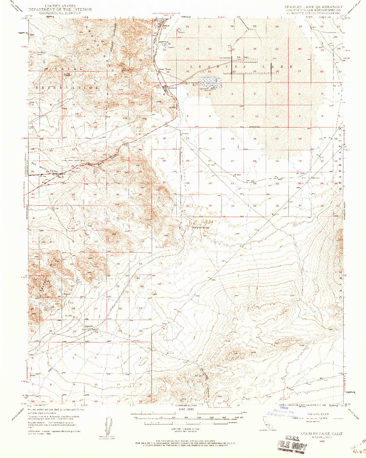 USGS 1:62500-SCALE QUADRANGLE FOR SEARLES LAKE, CA 1949