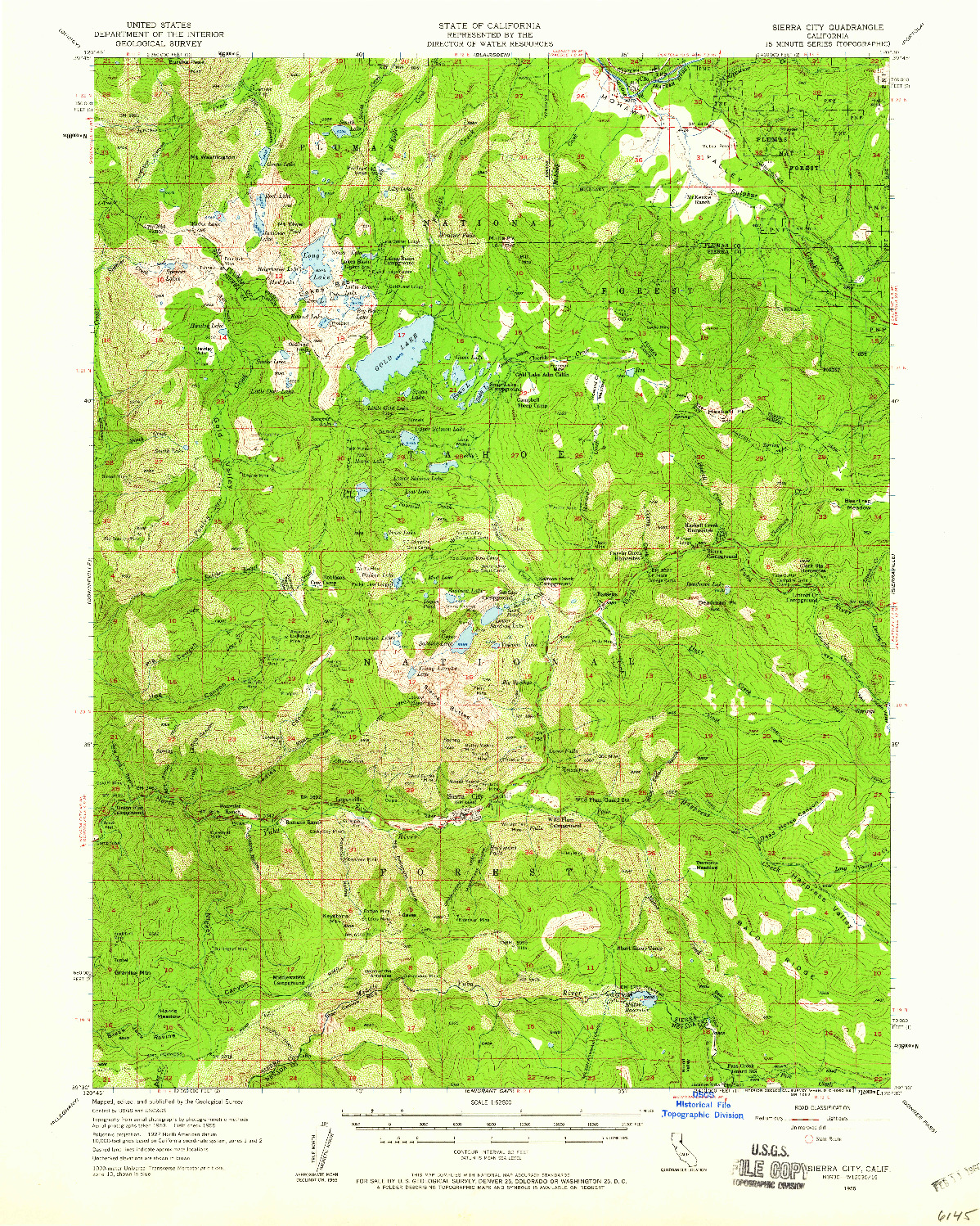 USGS 1:62500-SCALE QUADRANGLE FOR SIERRA CITY, CA 1955