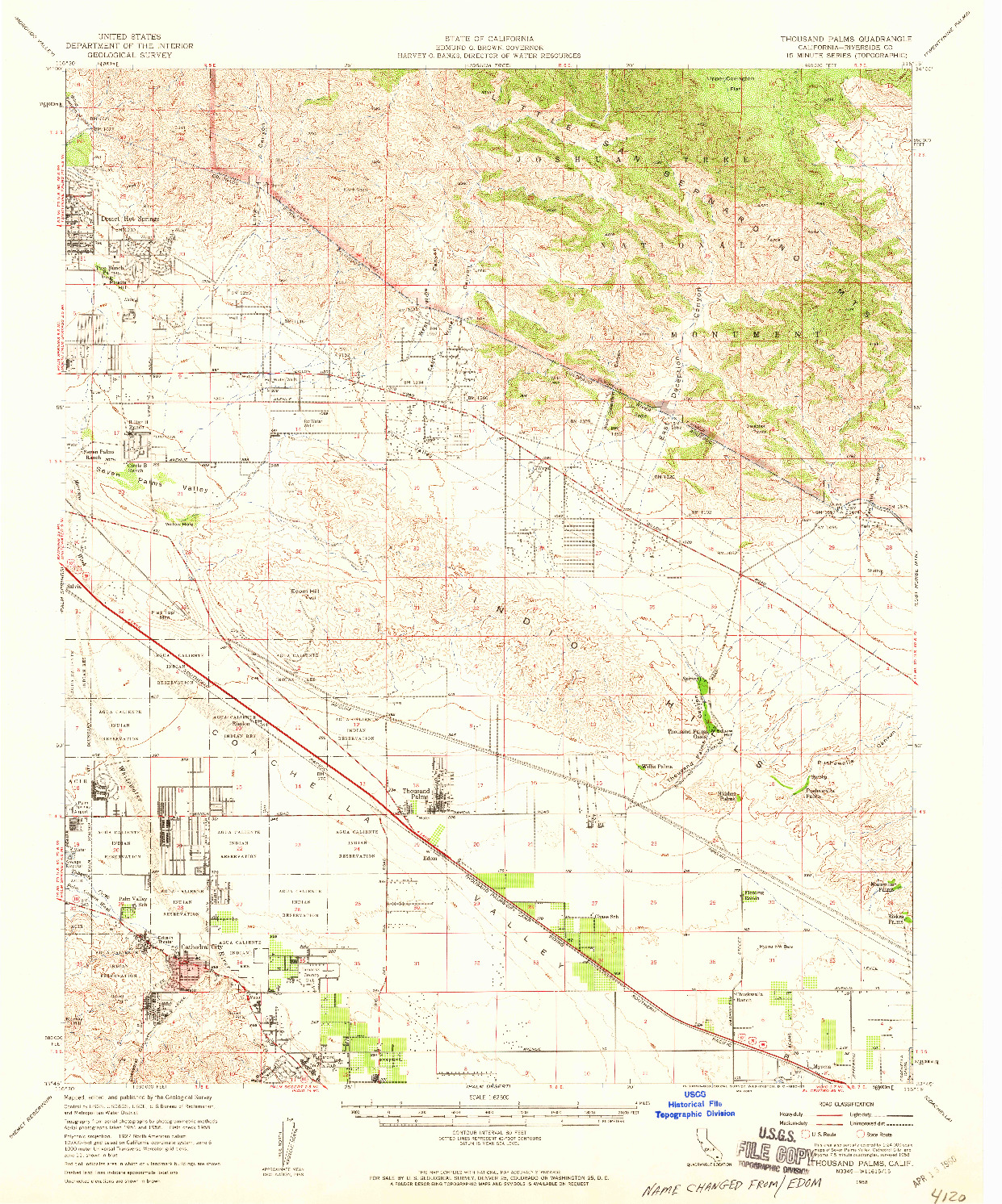 USGS 1:62500-SCALE QUADRANGLE FOR THOUSAND PALMS, CA 1958