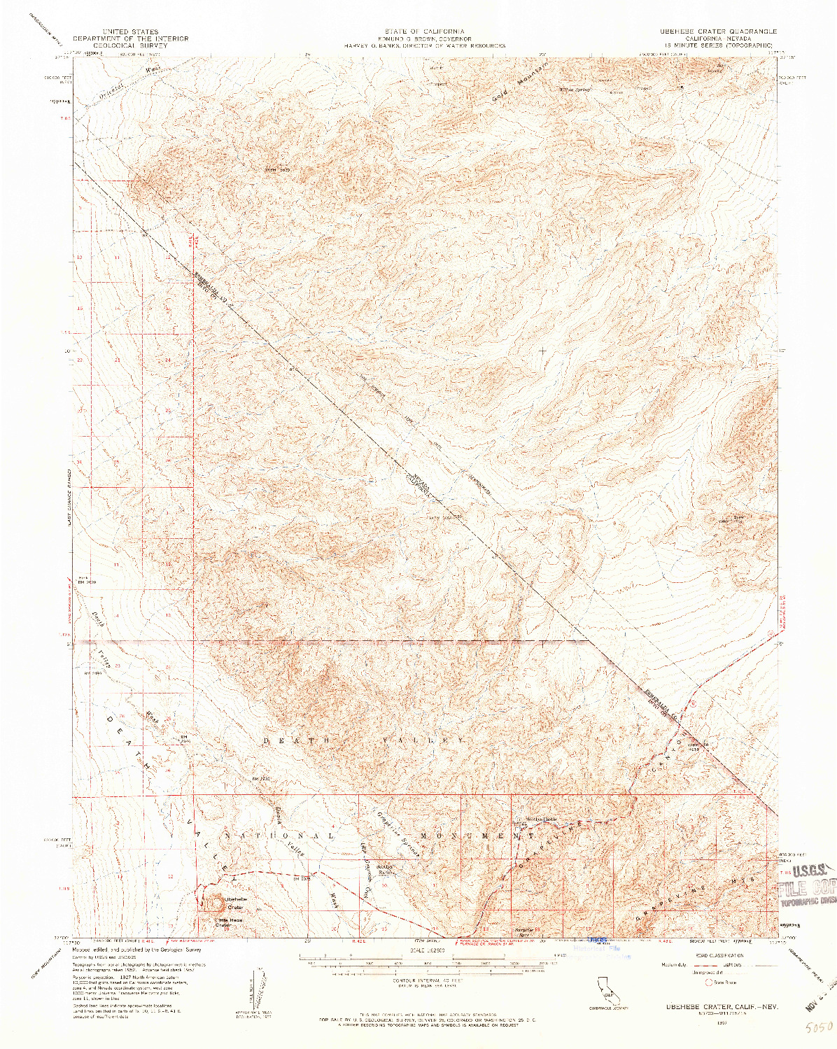 USGS 1:62500-SCALE QUADRANGLE FOR UBEHEBE CRATER, CA 1957