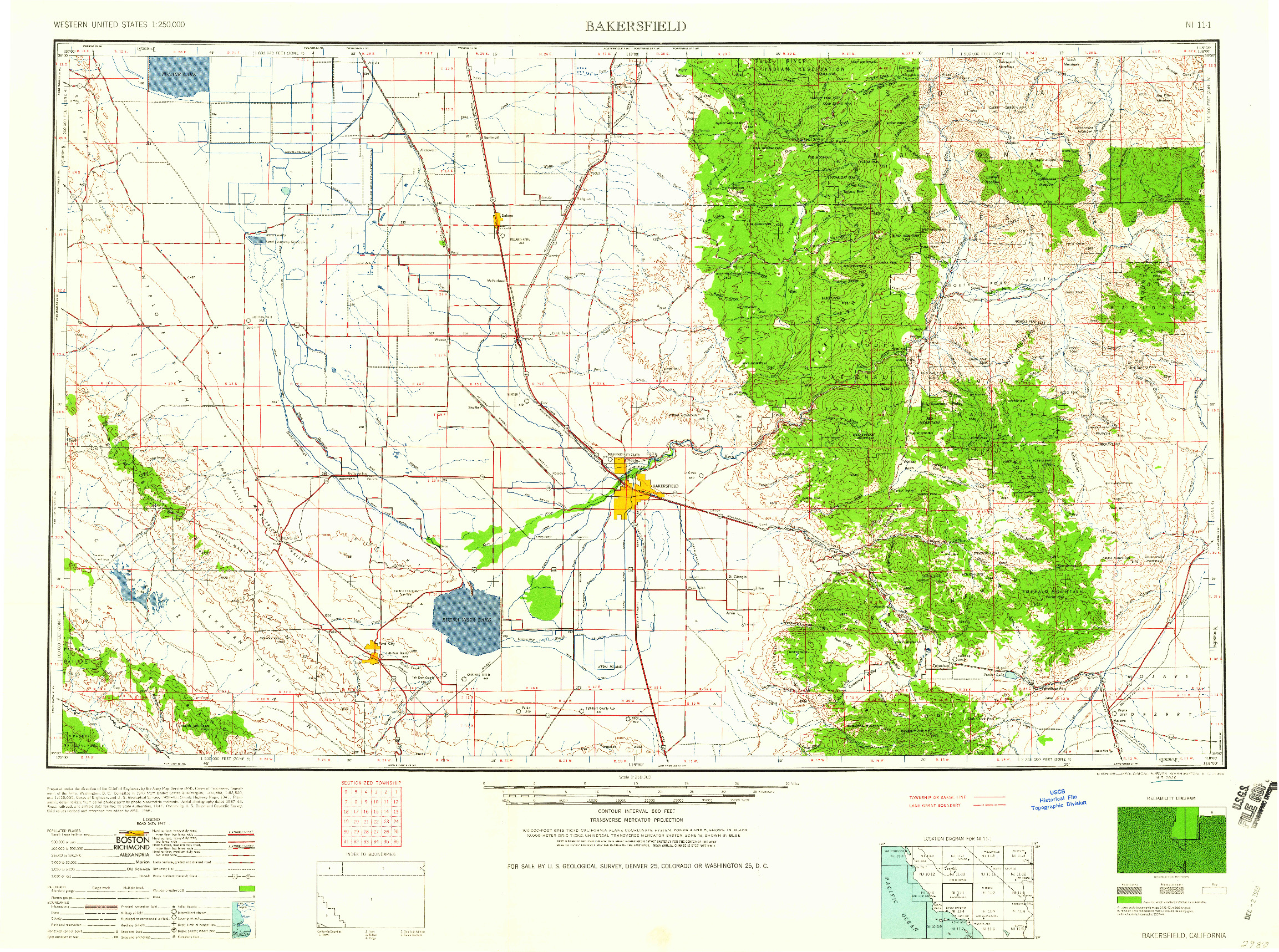 USGS 1:250000-SCALE QUADRANGLE FOR BAKERSFIELD, CA 1960