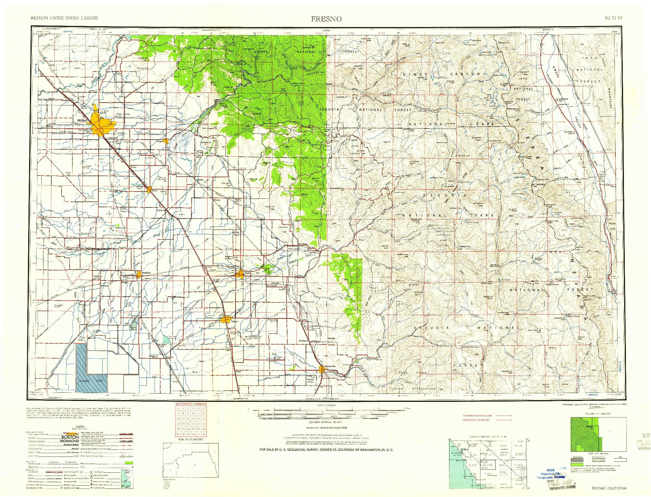USGS 1:250000-SCALE QUADRANGLE FOR FRESNO, CA 1960