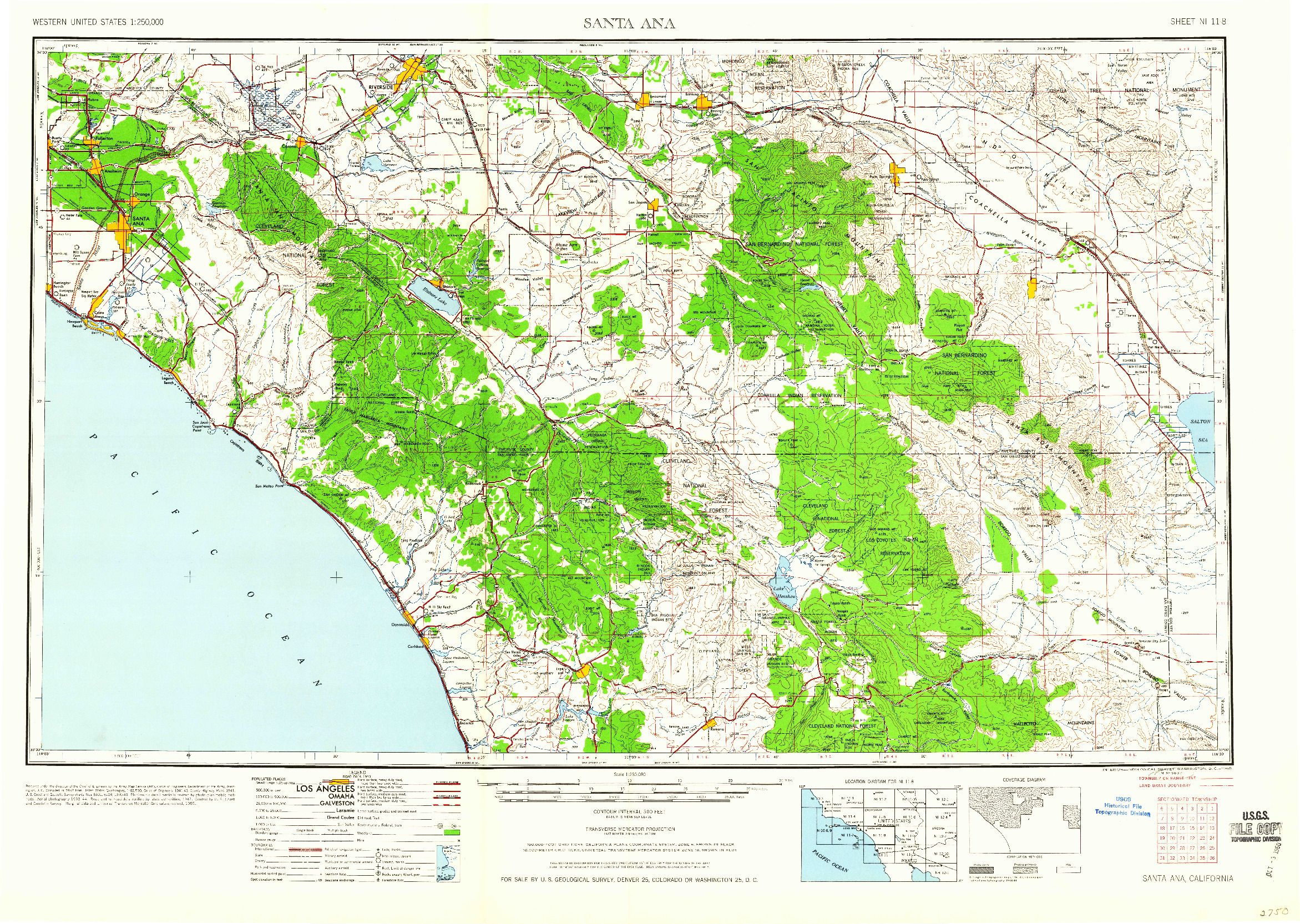 USGS 1:250000-SCALE QUADRANGLE FOR SANTA ANA, CA 1960