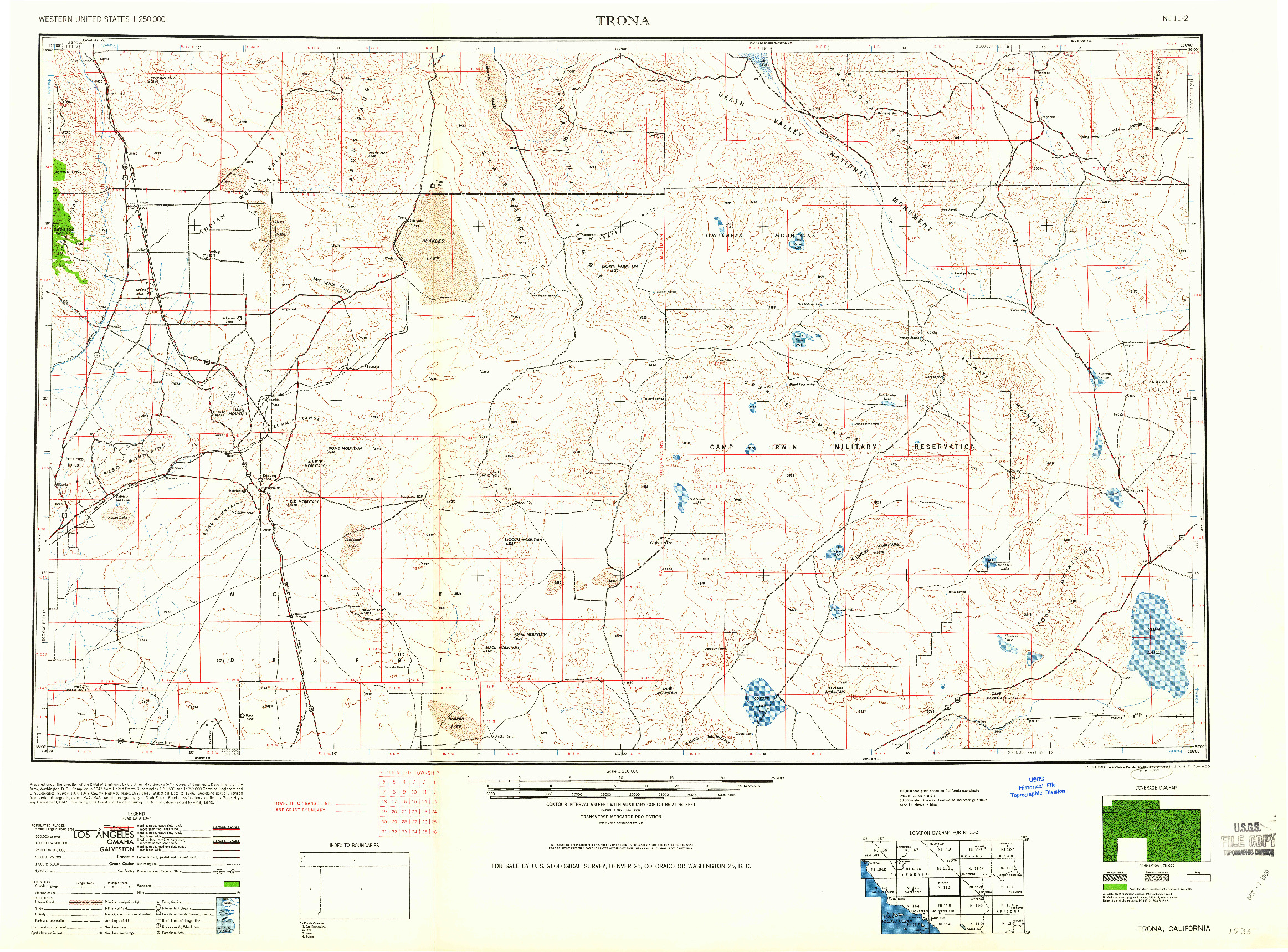 USGS 1:250000-SCALE QUADRANGLE FOR TRONA, CA 1960