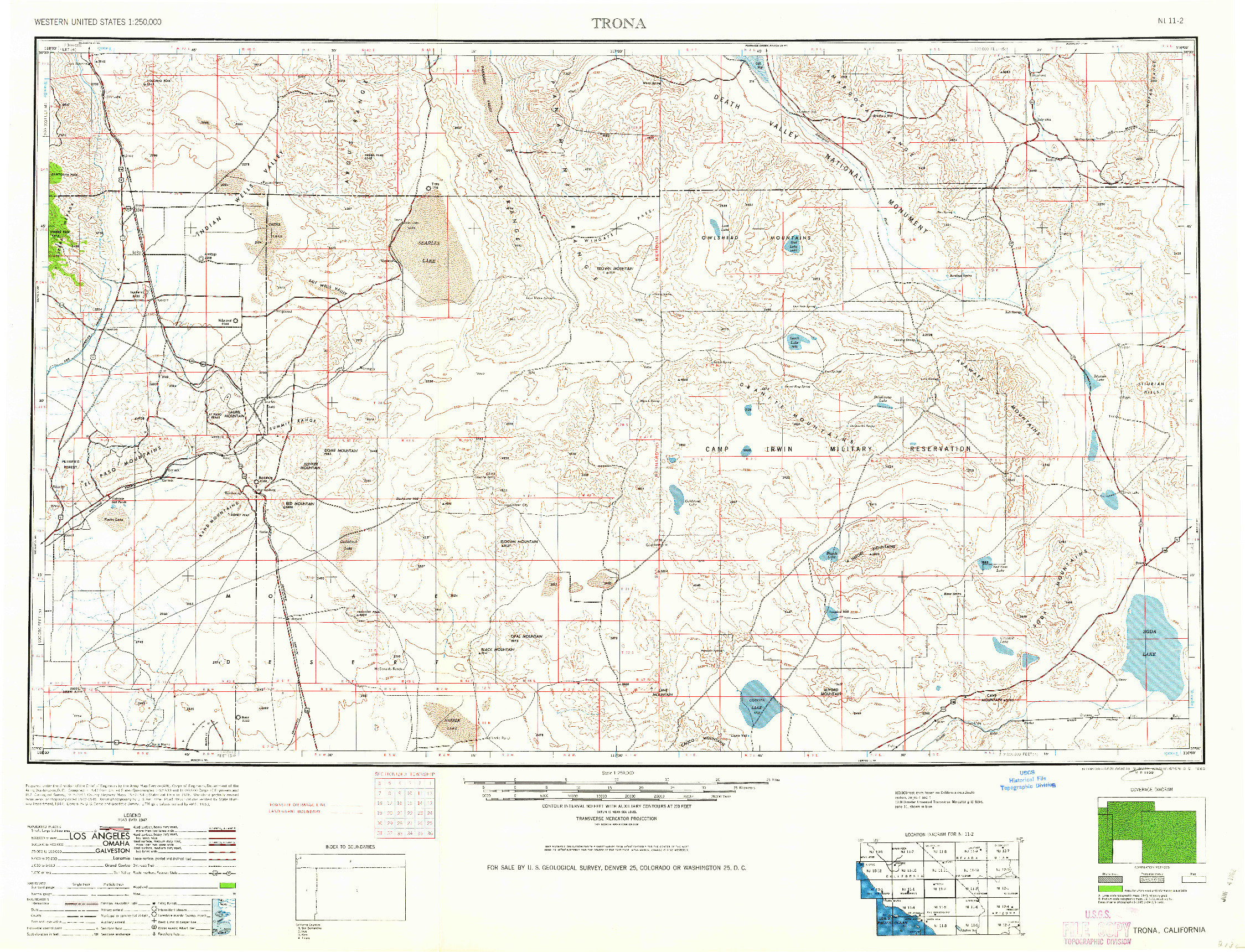 USGS 1:250000-SCALE QUADRANGLE FOR TRONA, CA 1960