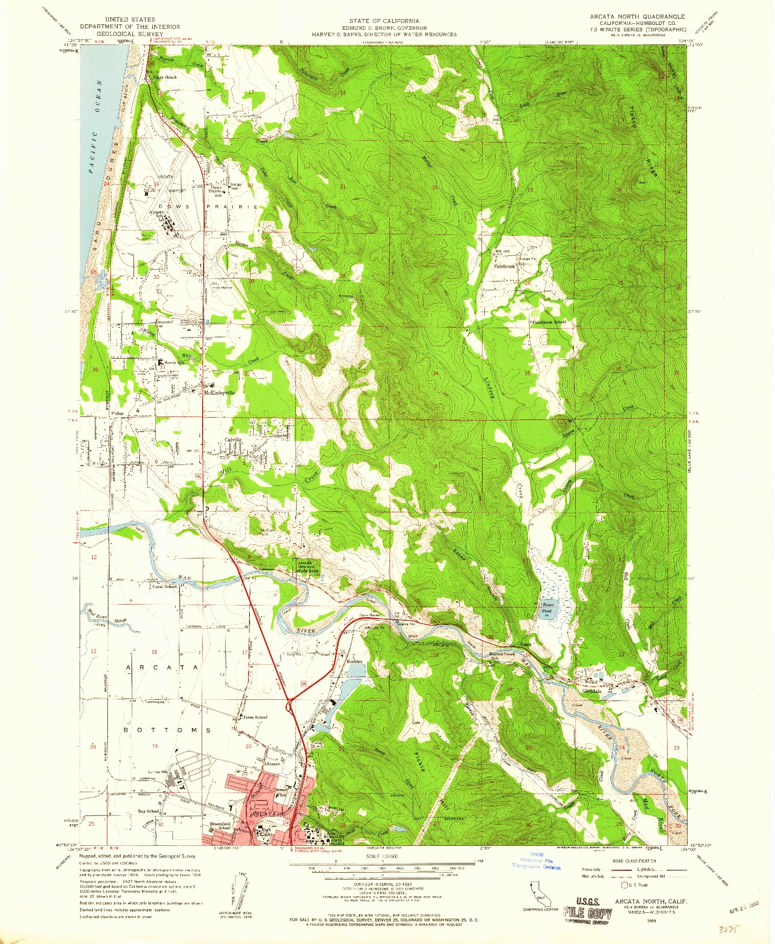 USGS 1:24000-SCALE QUADRANGLE FOR ARCATA NORTH, CA 1959