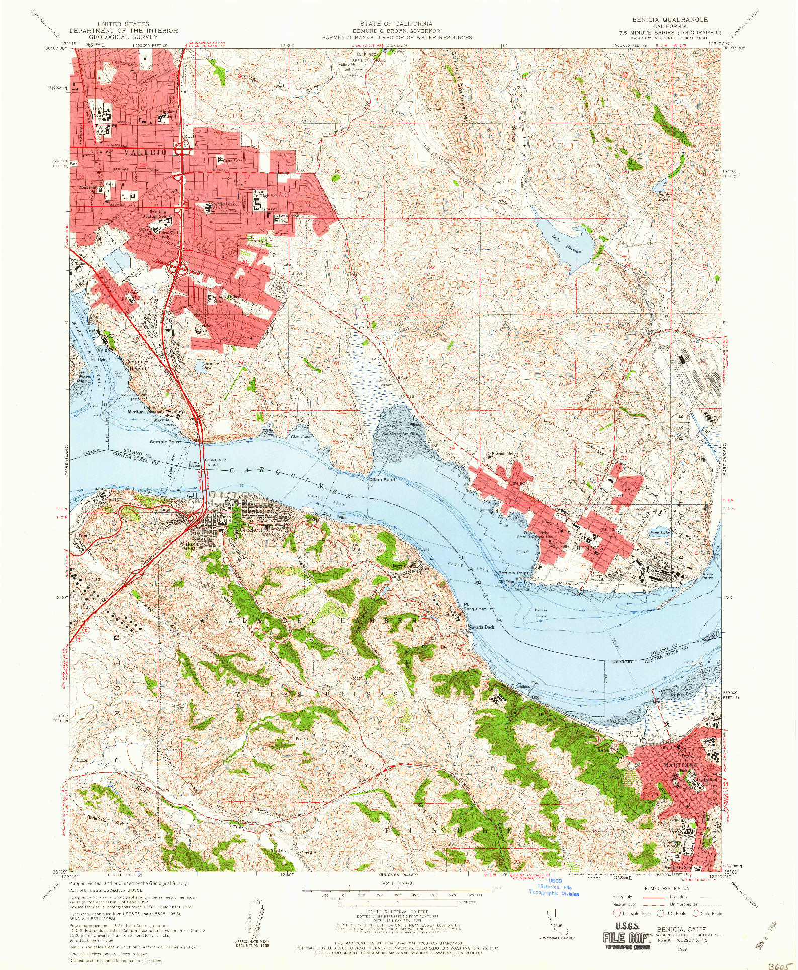 USGS 1:24000-SCALE QUADRANGLE FOR BENICIA, CA 1959