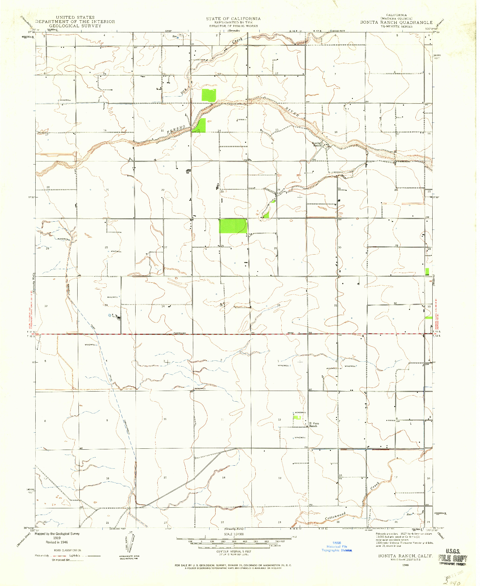 USGS 1:24000-SCALE QUADRANGLE FOR BONITA RANCH, CA 1946