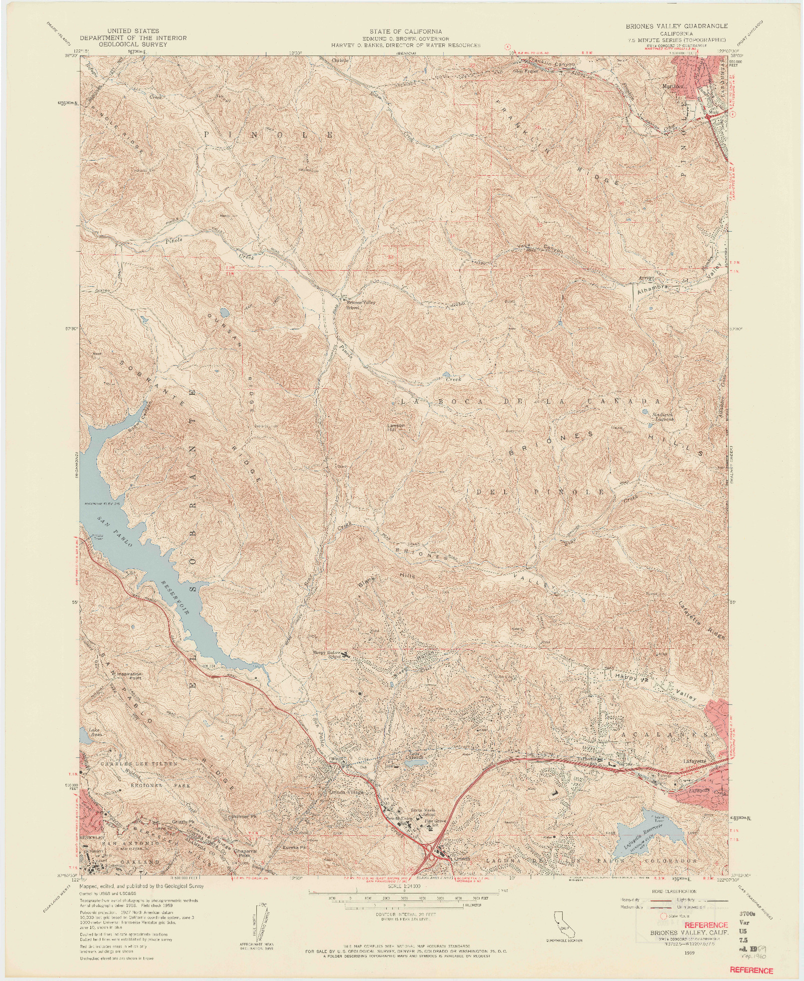 USGS 1:24000-SCALE QUADRANGLE FOR BRIONES VALLEY, CA 1959