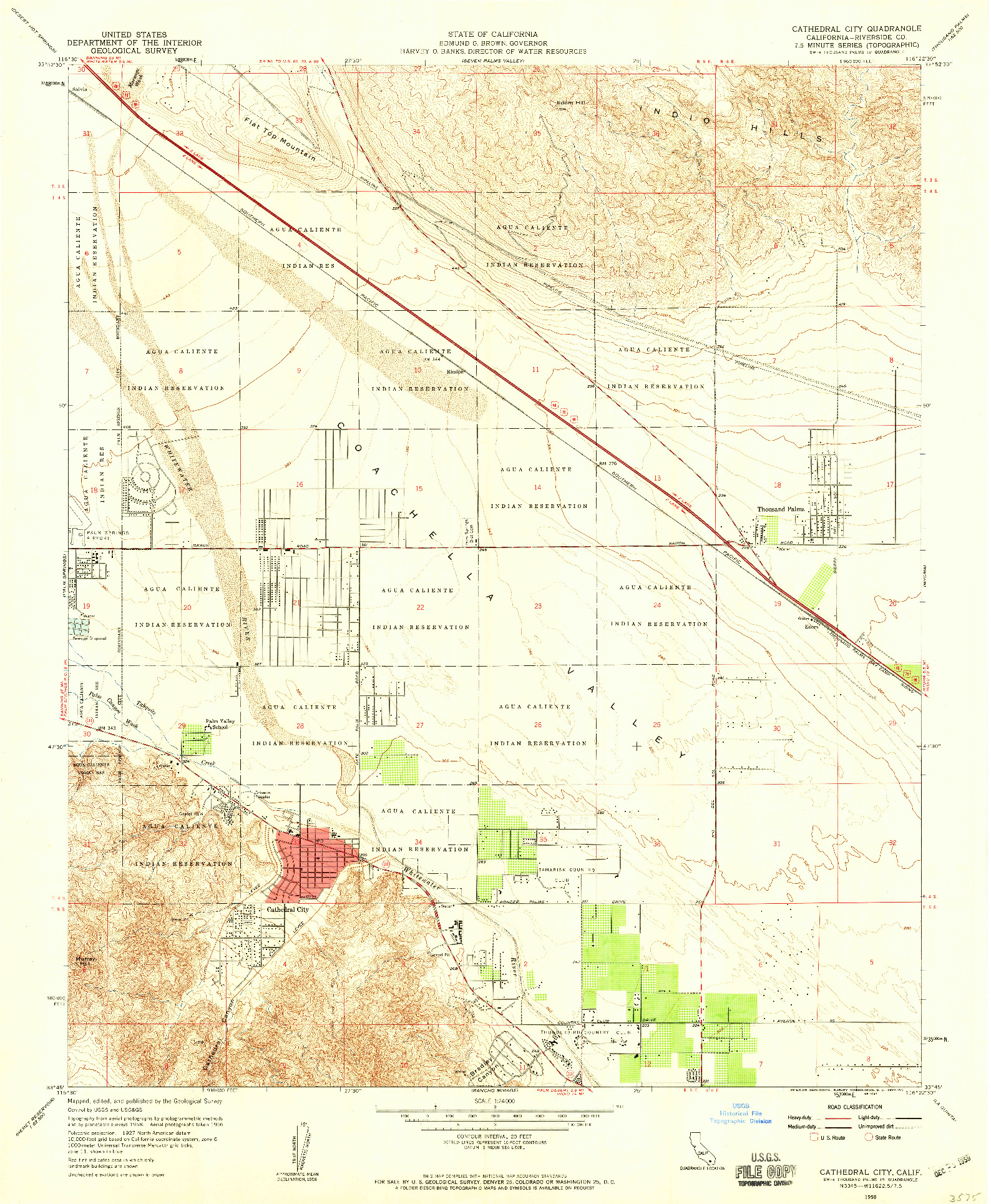 USGS 1:24000-SCALE QUADRANGLE FOR CATHEDRAL CITY, CA 1958