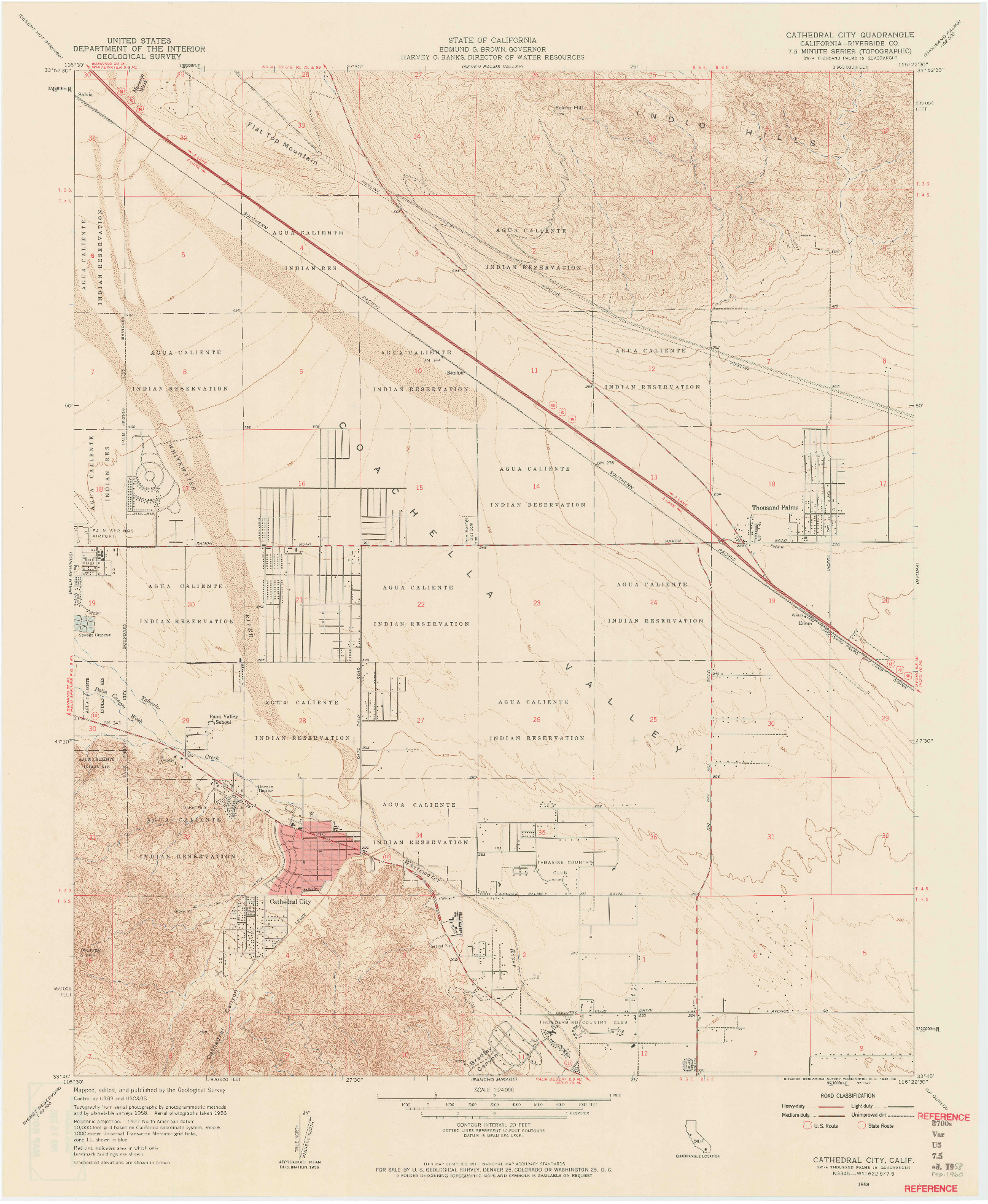 USGS 1:24000-SCALE QUADRANGLE FOR CATHEDRAL CITY, CA 1958