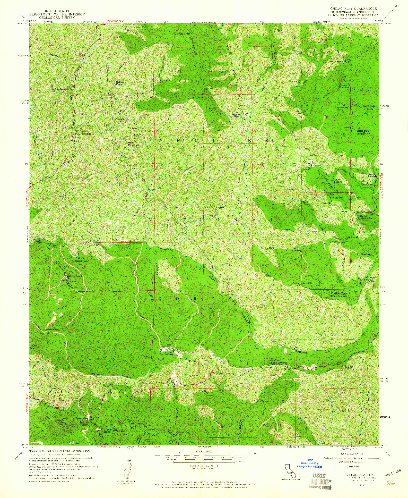 USGS 1:24000-SCALE QUADRANGLE FOR CHILAO FLAT, CA 1959