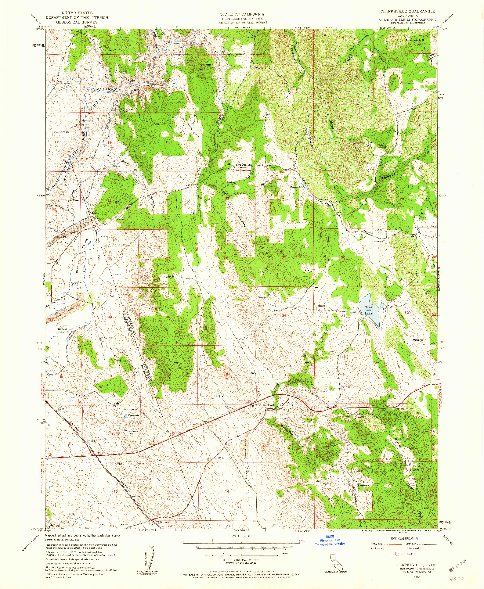 USGS 1:24000-SCALE QUADRANGLE FOR CLARKSVILLE, CA 1953