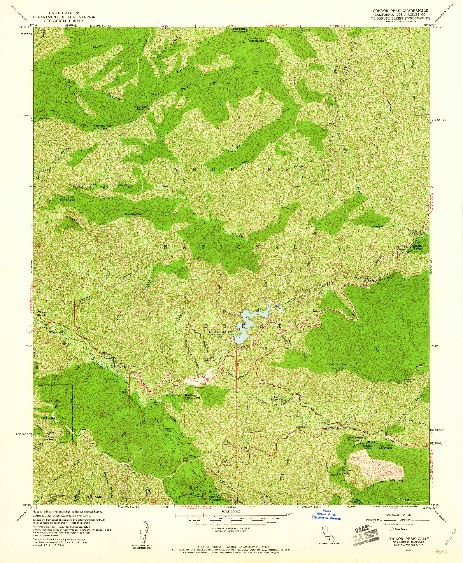 USGS 1:24000-SCALE QUADRANGLE FOR CONDOR PEAK, CA 1959