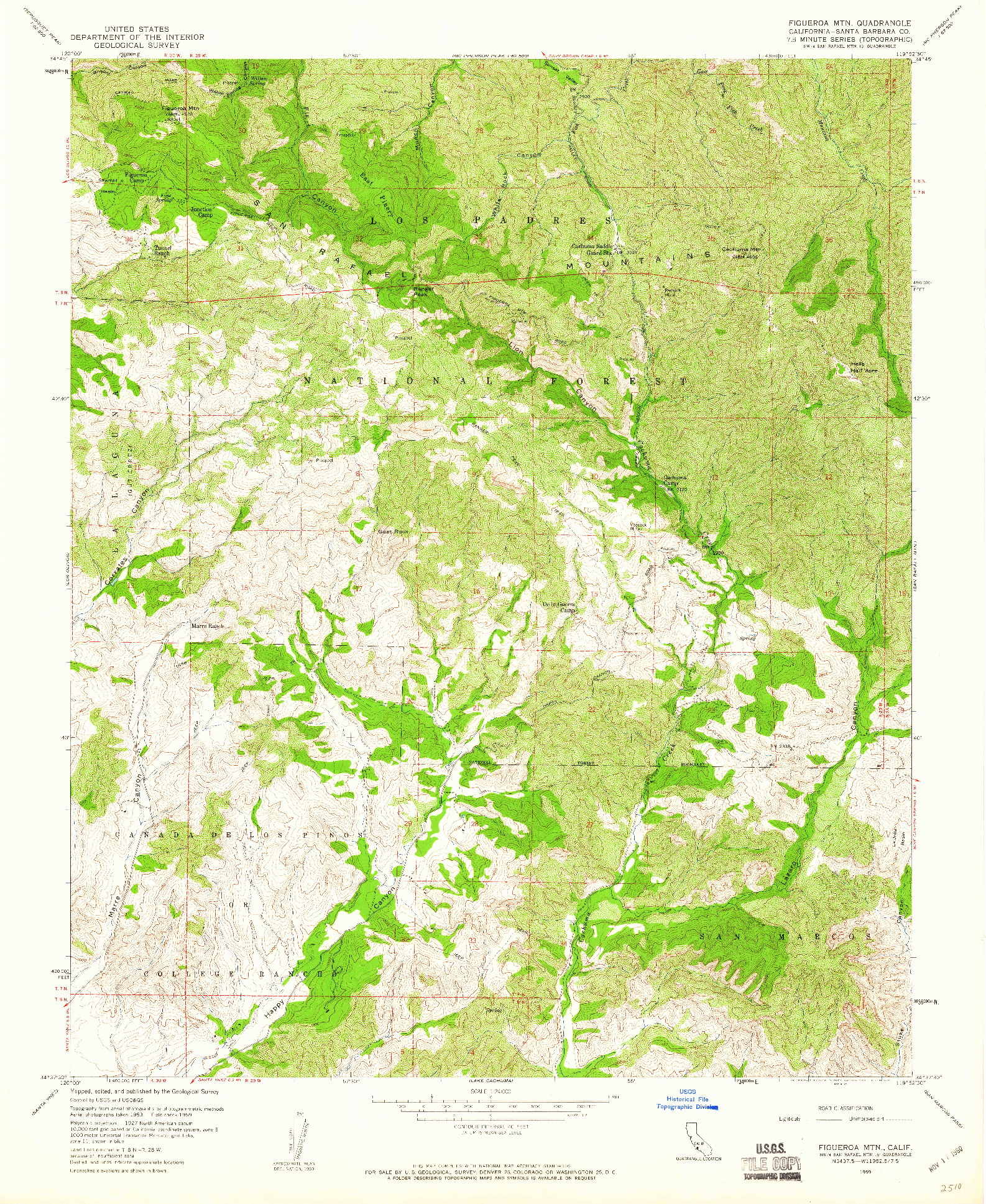 USGS 1:24000-SCALE QUADRANGLE FOR FIGUEROA MTN, CA 1959