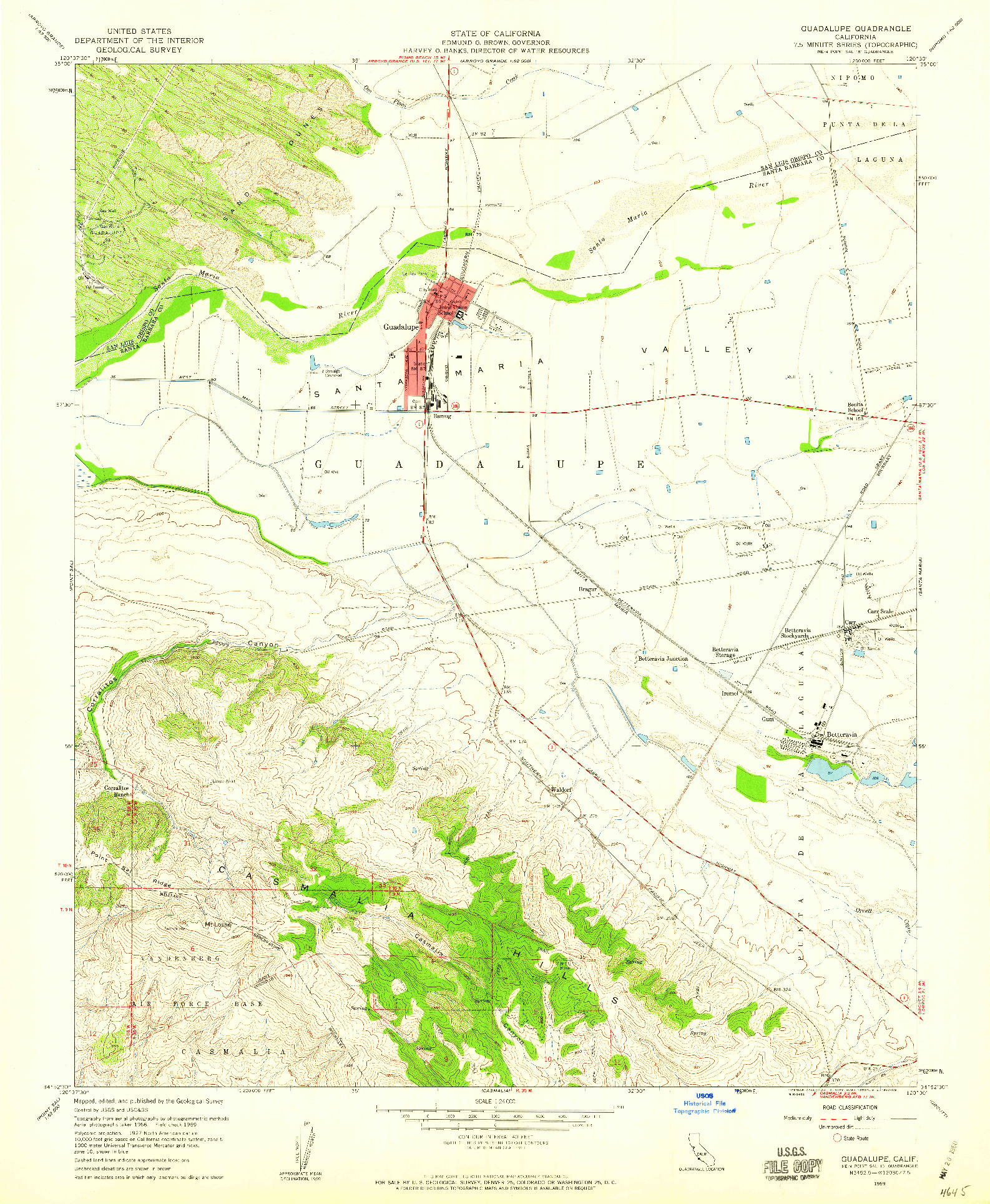 USGS 1:24000-SCALE QUADRANGLE FOR GUADALUPE, CA 1959