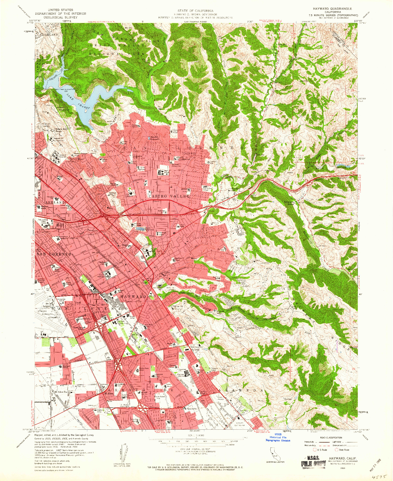 USGS 1:24000-SCALE QUADRANGLE FOR HAYWARD, CA 1959