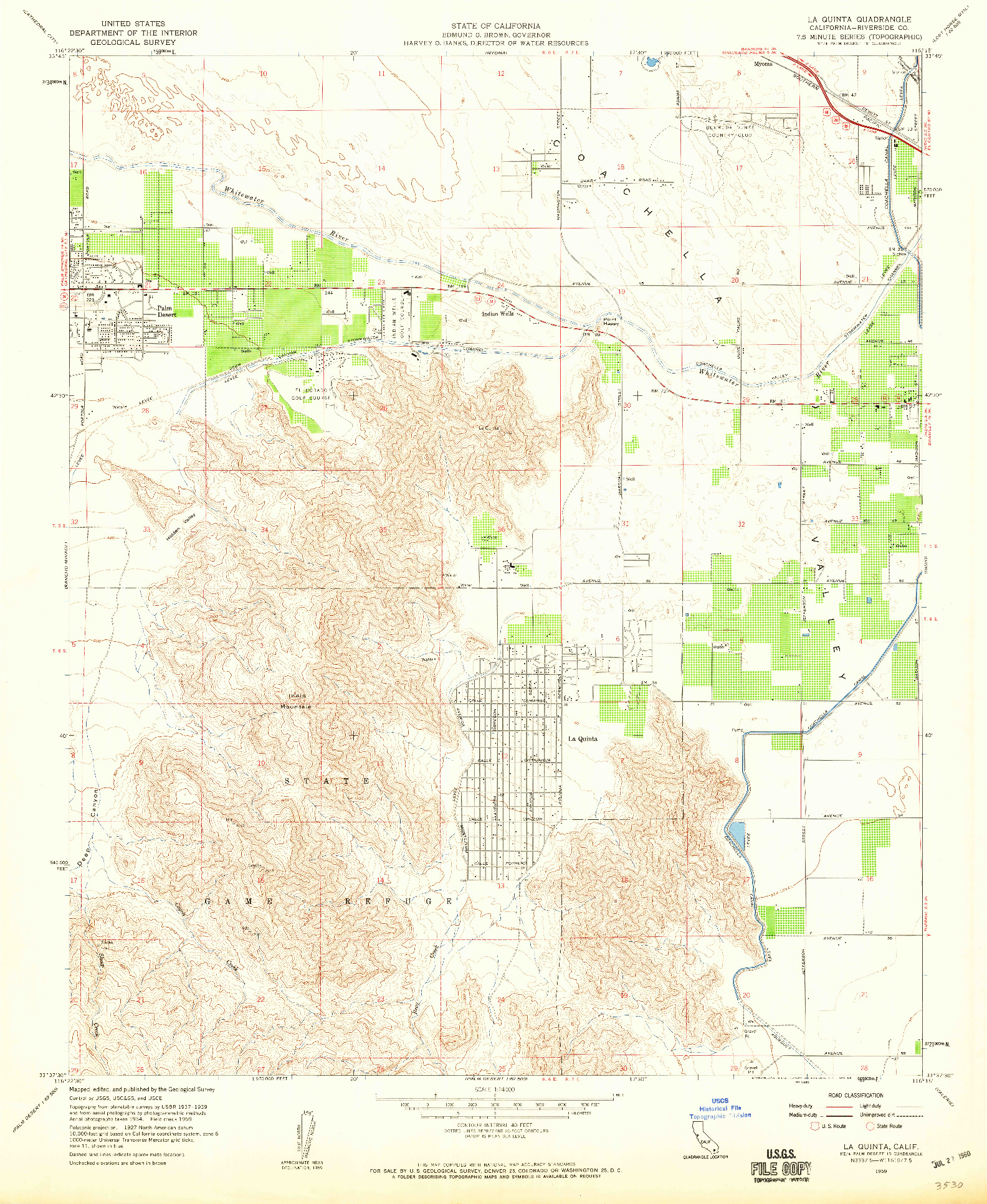 USGS 1:24000-SCALE QUADRANGLE FOR LA QUINTA, CA 1959