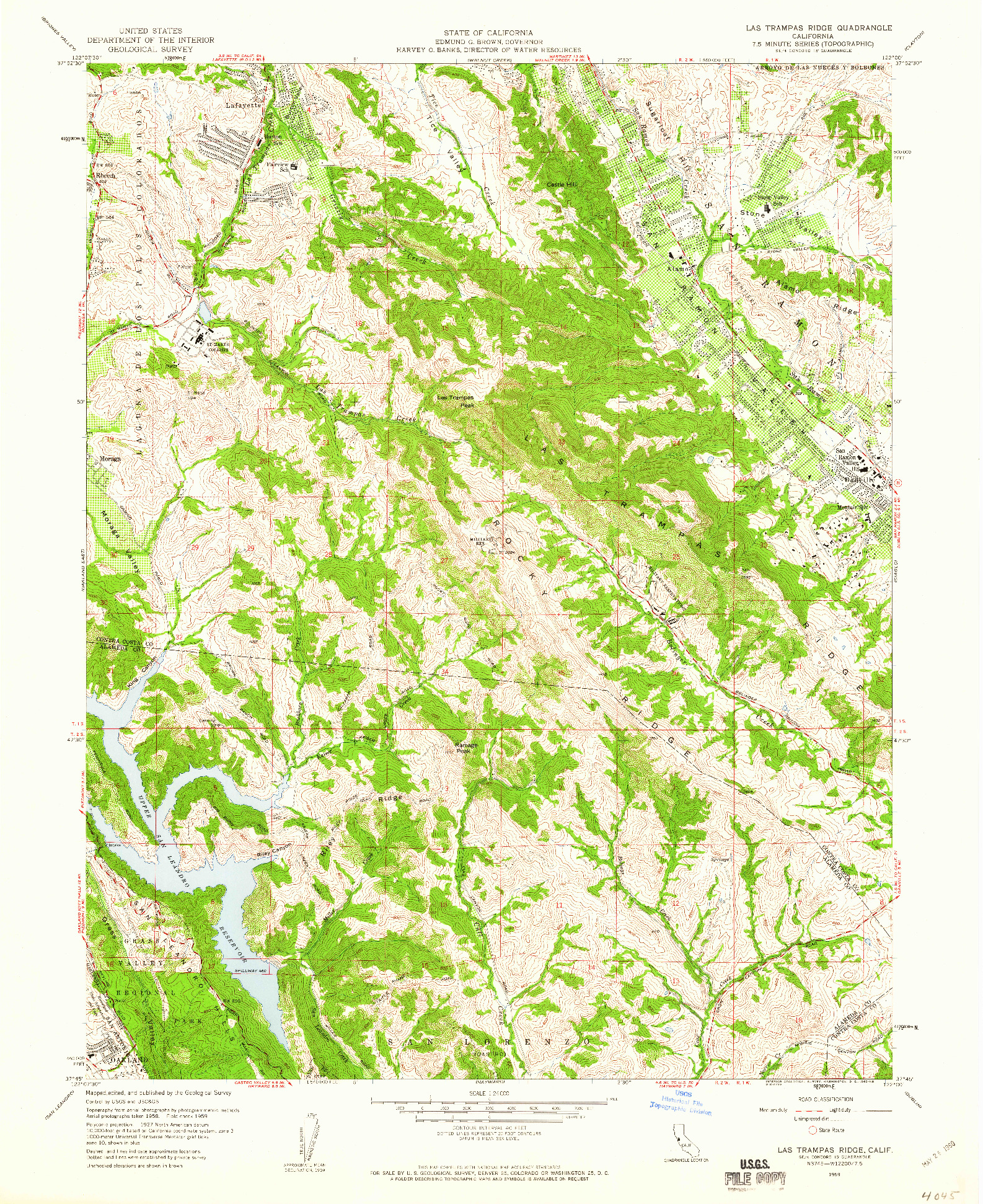 USGS 1:24000-SCALE QUADRANGLE FOR LAS TRAMPAS RIDGE, CA 1959