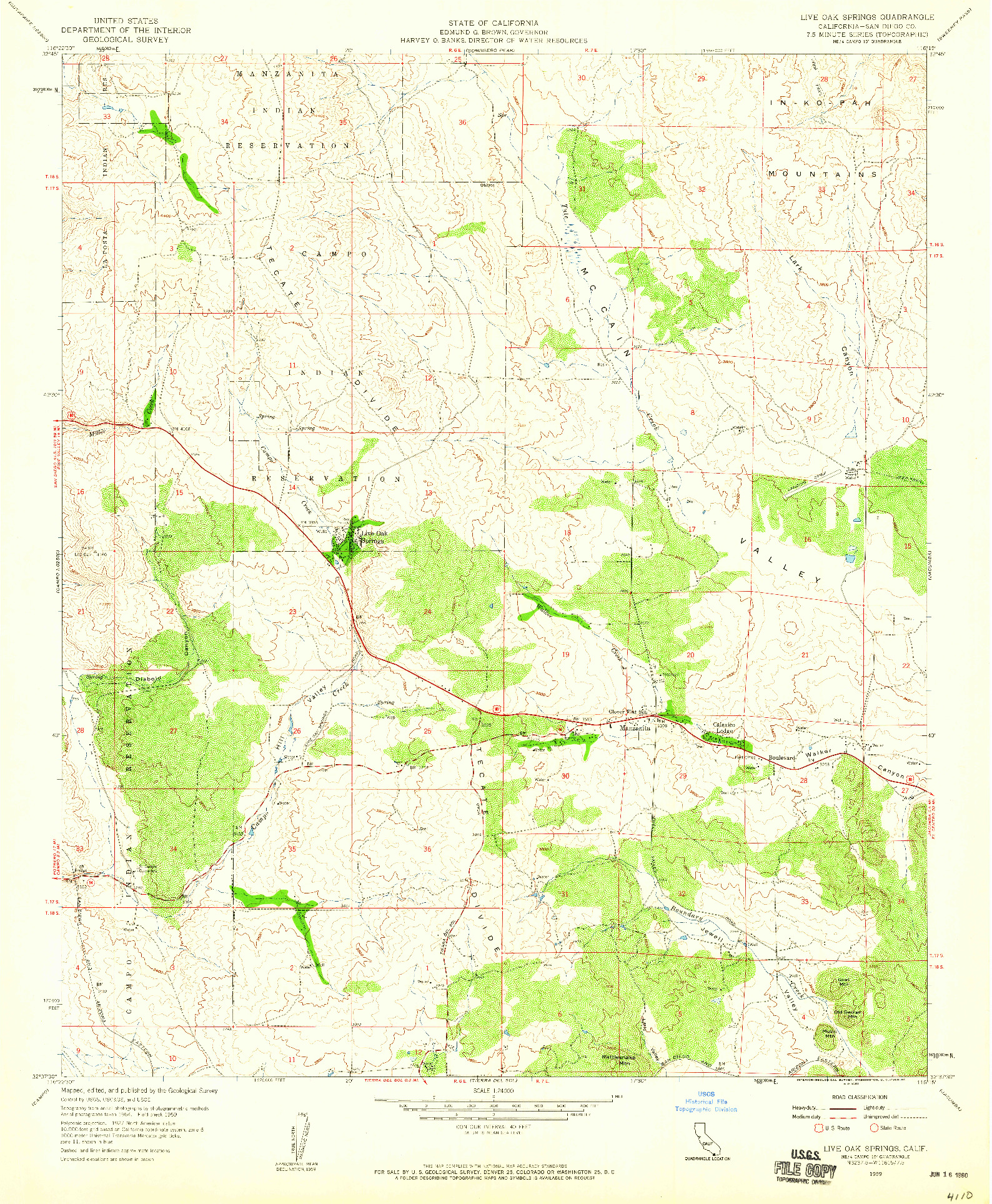 USGS 1:24000-SCALE QUADRANGLE FOR LIVE OAK SPRINGS, CA 1959