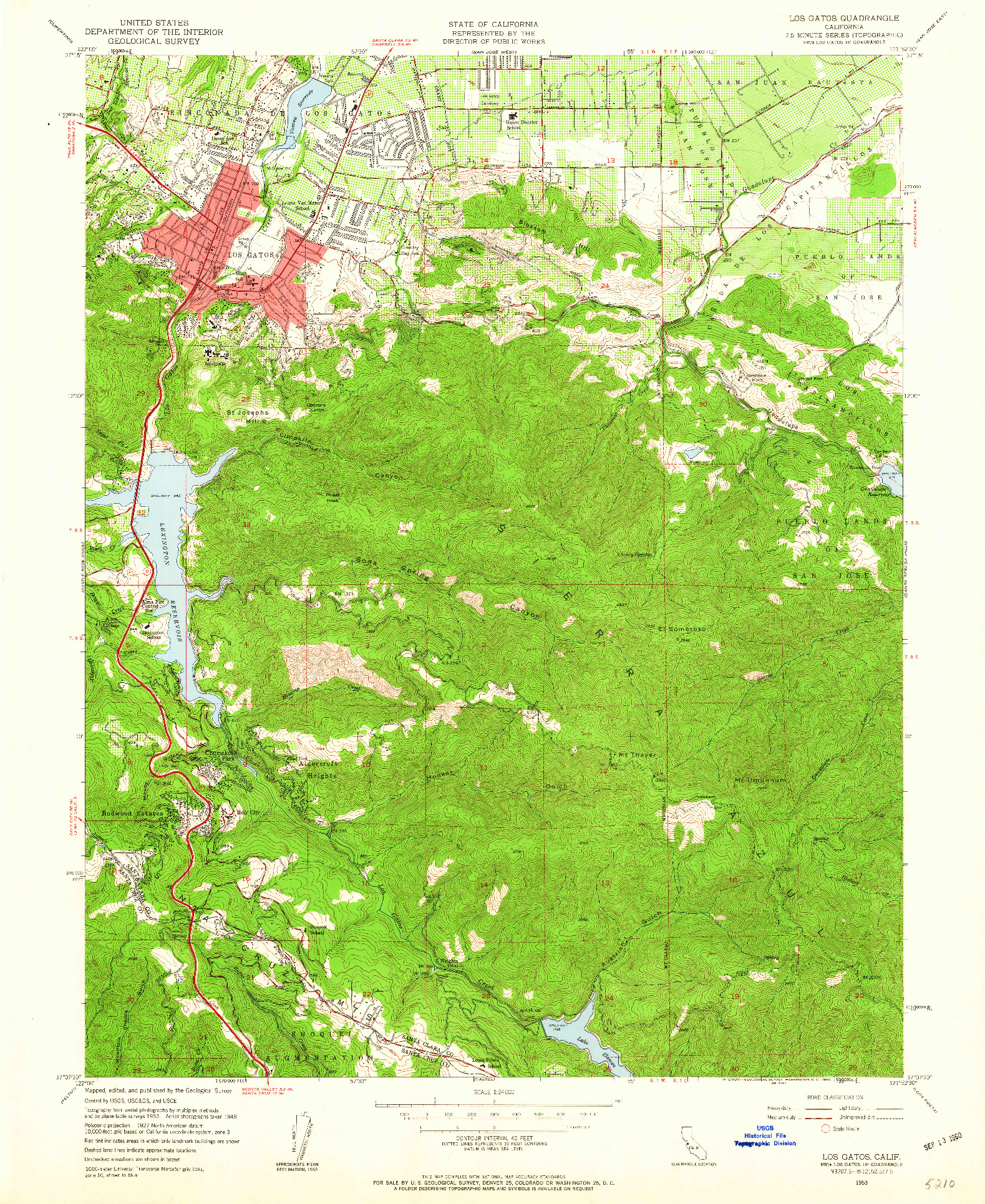 USGS 1:24000-SCALE QUADRANGLE FOR LOS GATOS, CA 1953