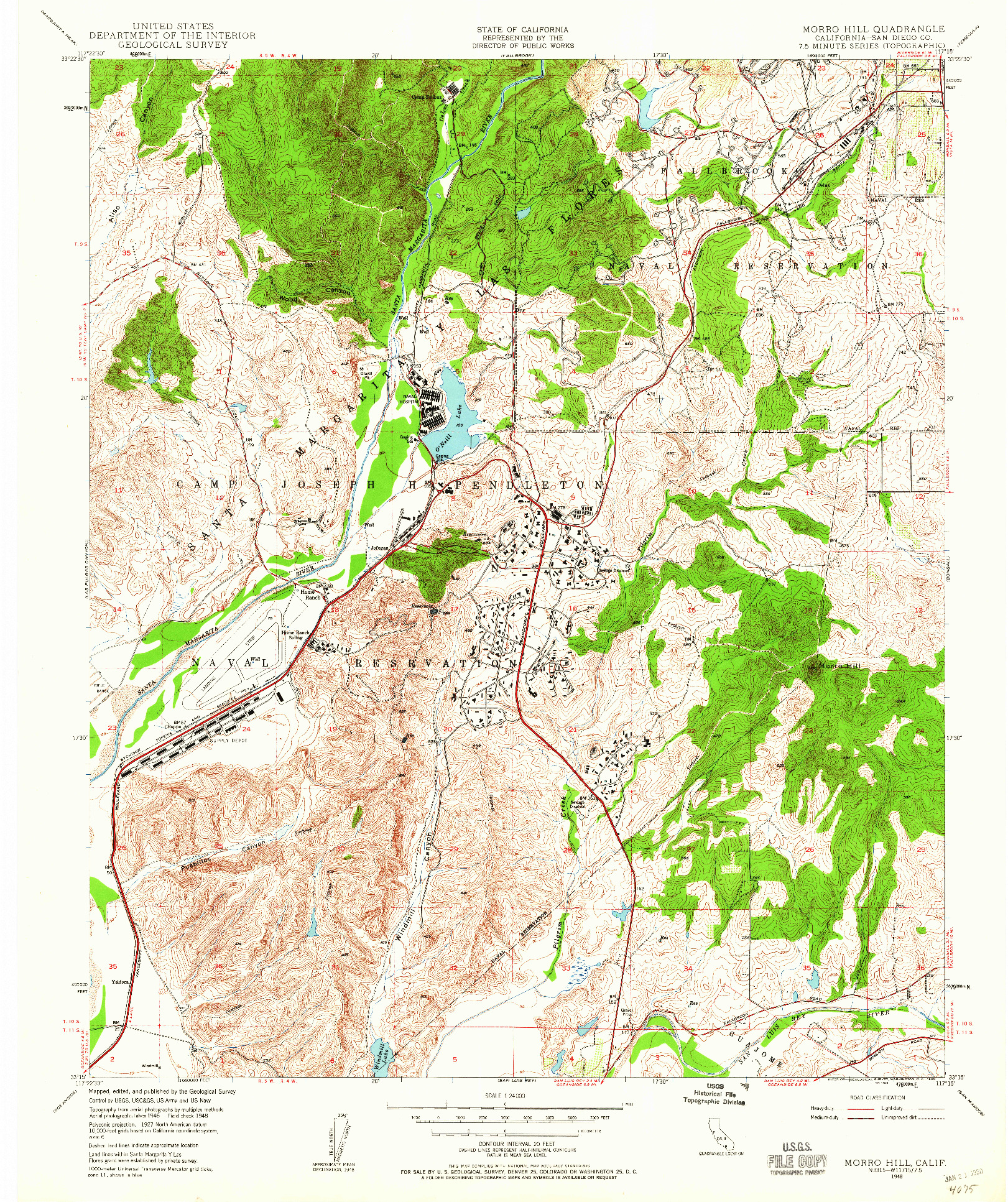 USGS 1:24000-SCALE QUADRANGLE FOR MORRO HILL, CA 1948