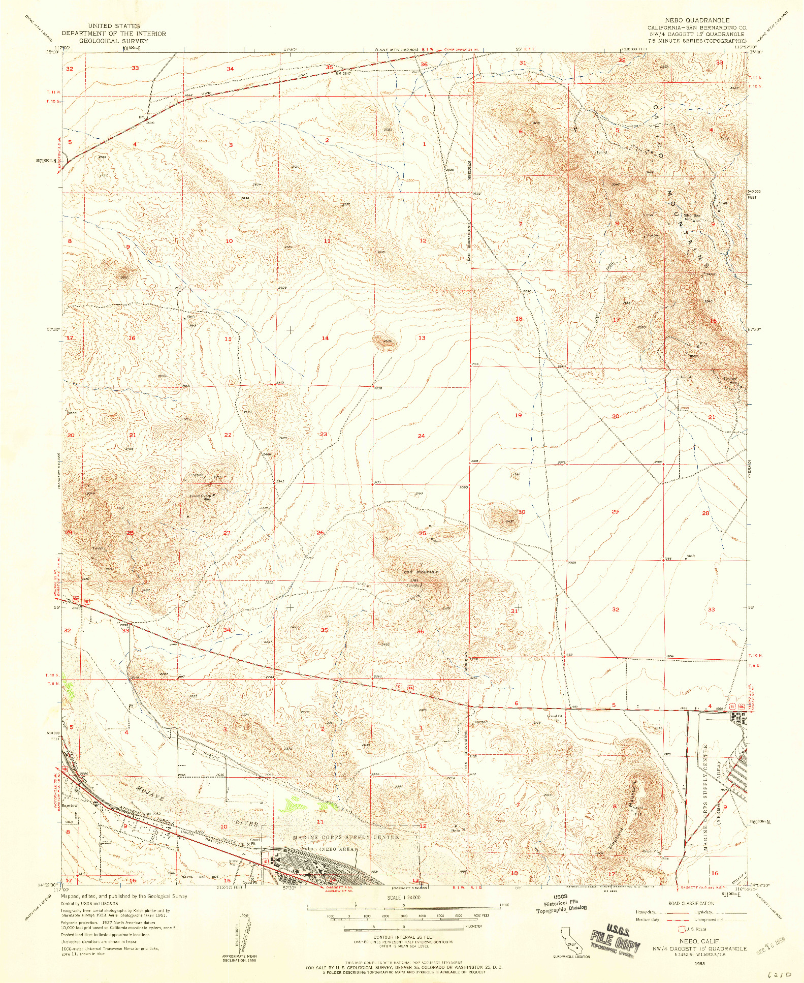 USGS 1:24000-SCALE QUADRANGLE FOR NEBO, CA 1953