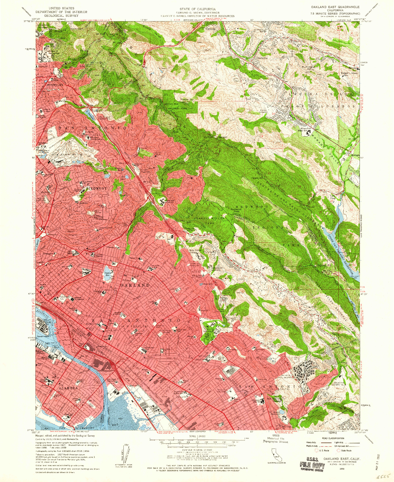 USGS 1:24000-SCALE QUADRANGLE FOR OAKLAND EAST, CA 1959